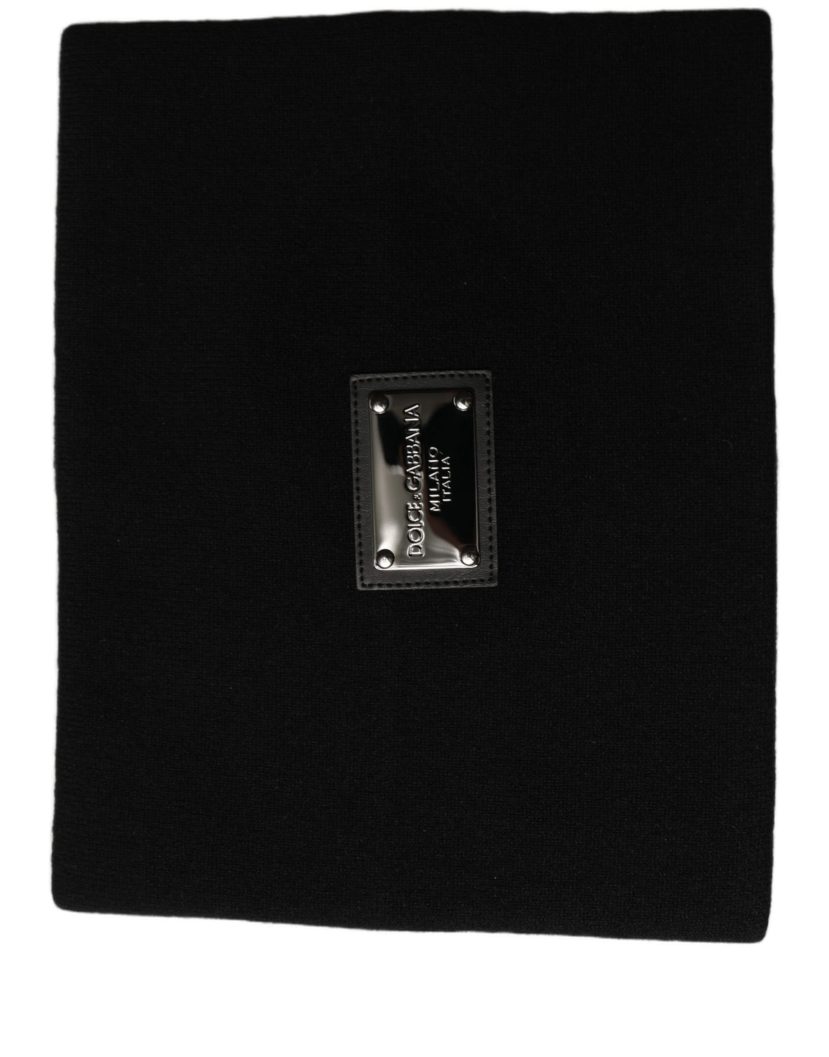 Dolce & Gabbana Black Cashmere Logo Plaque Neck Warmer Scarf