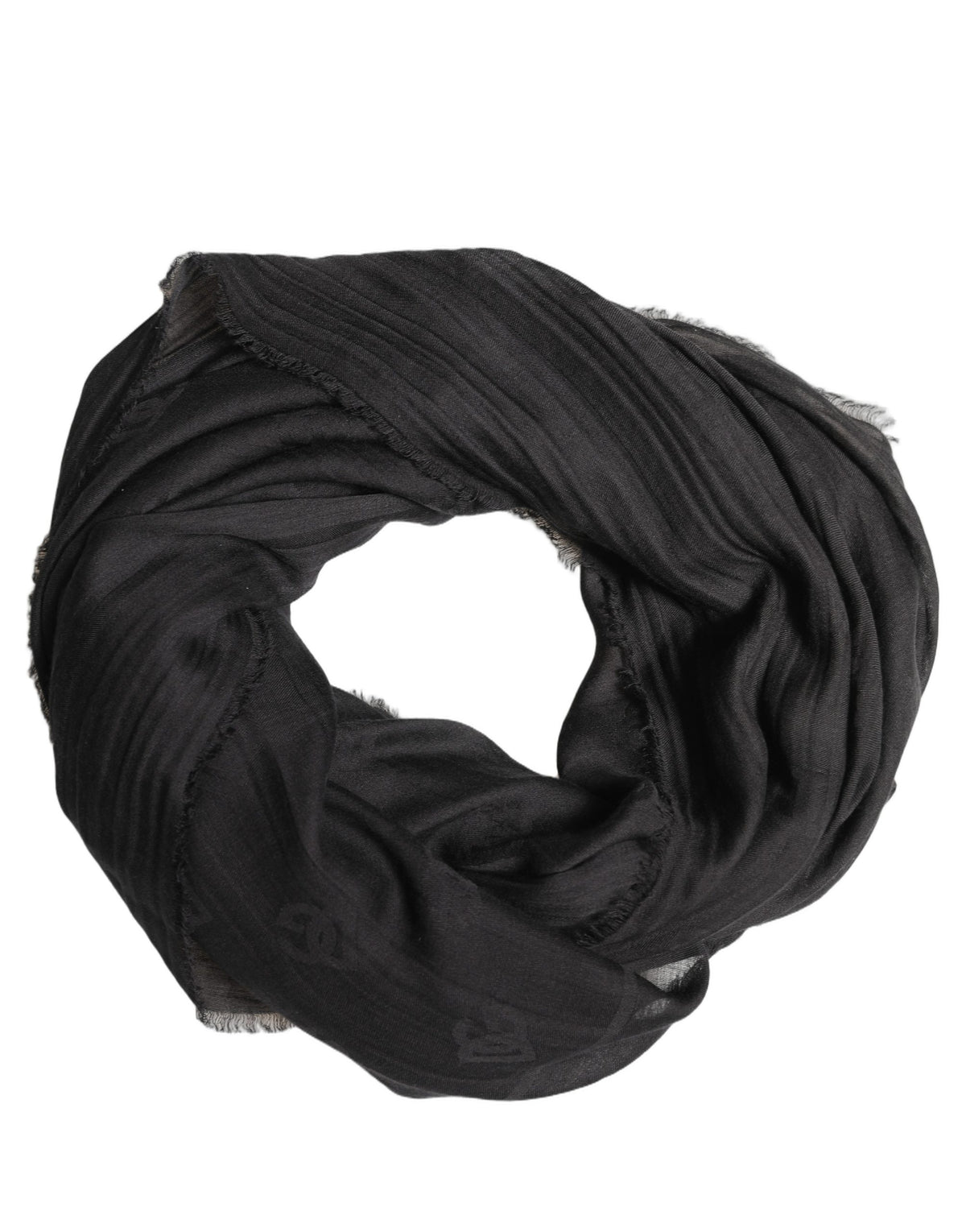 Dolce & Gabbana Black Silk Wool Fringed Men Lace Stole Scarf