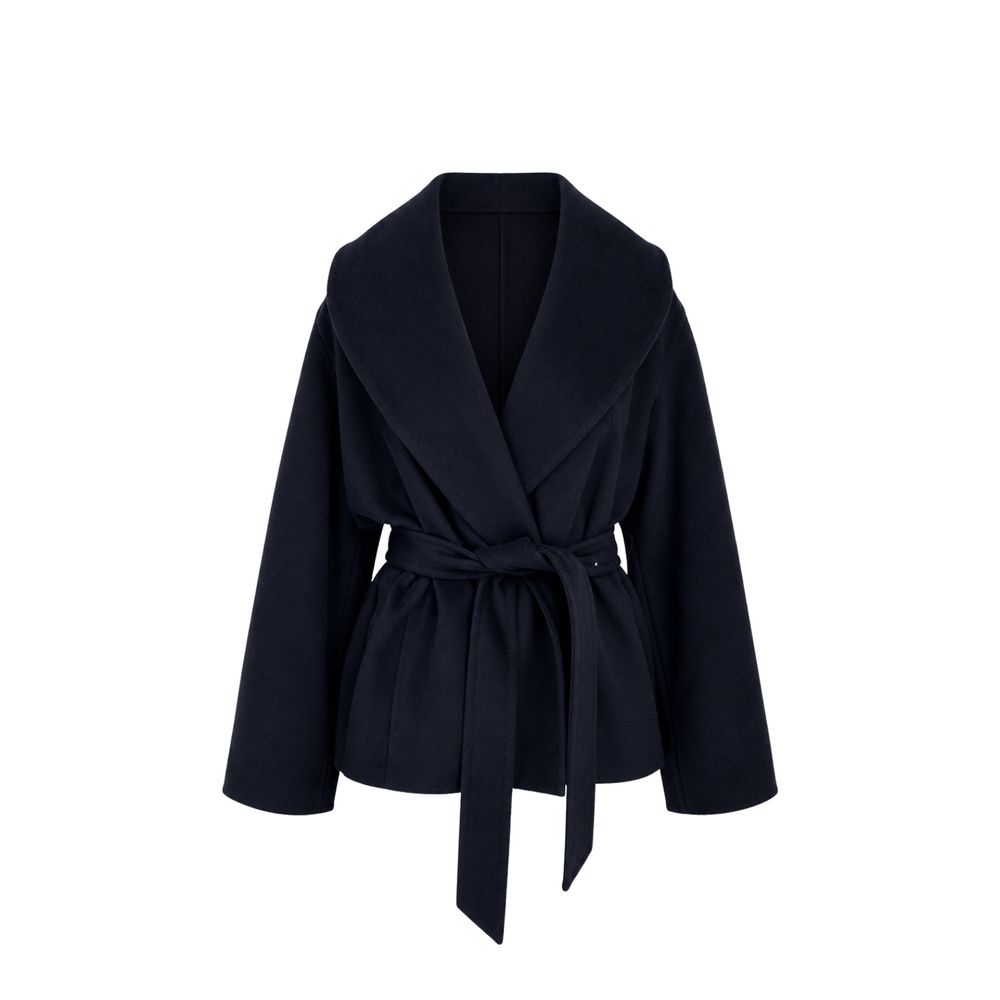 Max Mara Blue Virgin Wool Full-Length Jacket
