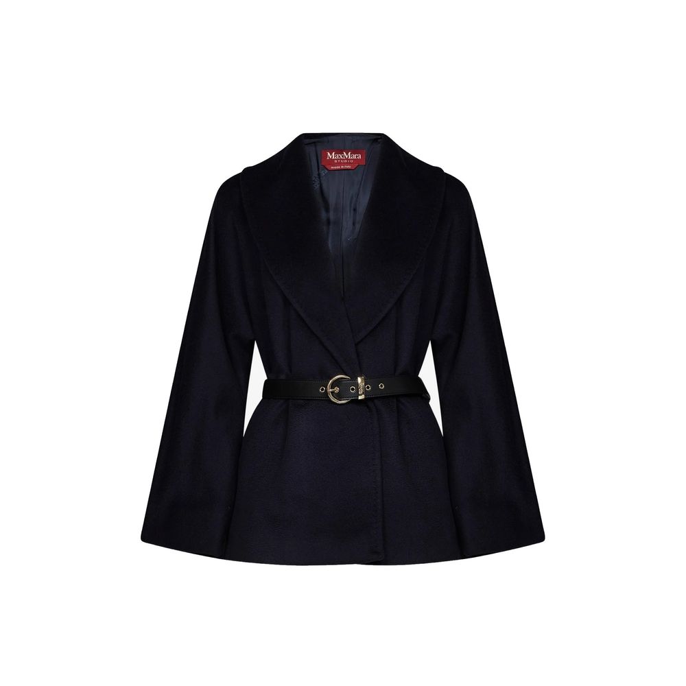 Max Mara Blue Virgin Wool Full-Length Jacket