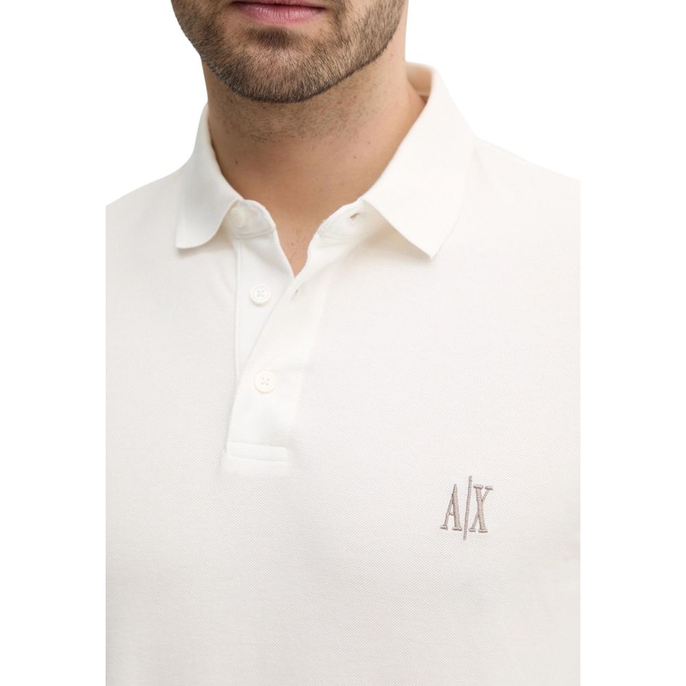 Armani Exchange White Cotton Polo Shirt