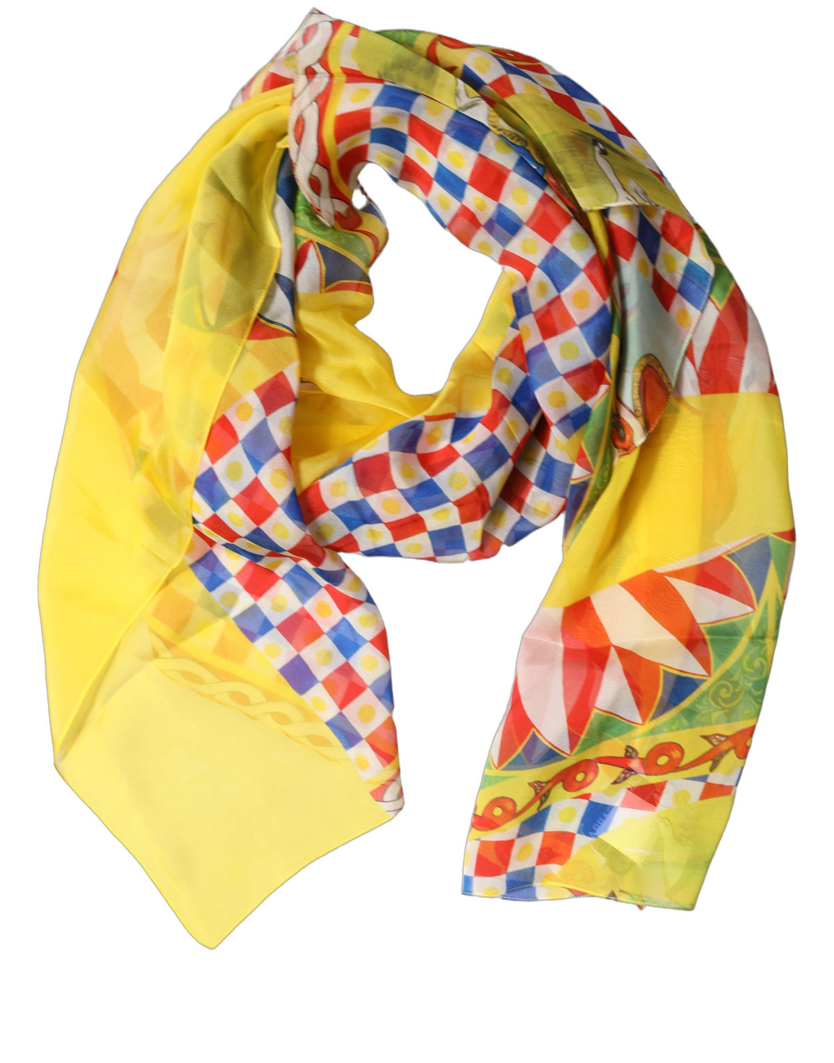 Dolce & Gabbana Multicolor Silk Carretto Foulard Scarf