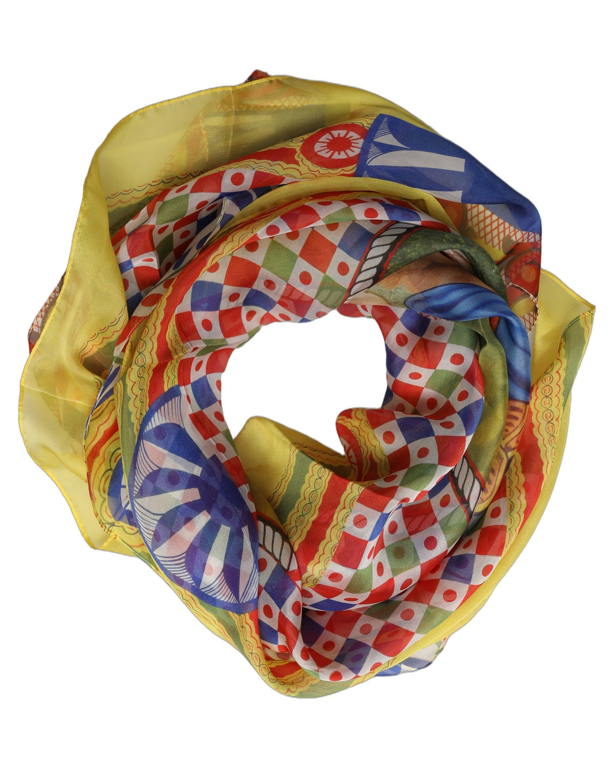 Dolce & Gabbana Multicolor Silk Carretto Foulard Scarf