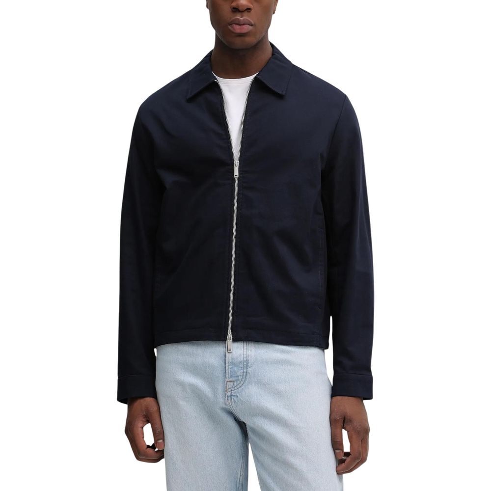 Calvin Klein Blue Cotton Full-Length Jacket