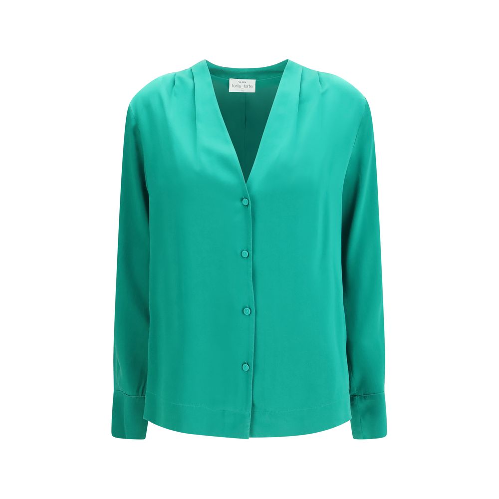 Forte_Forte Bicolor Silk Dress Shirt