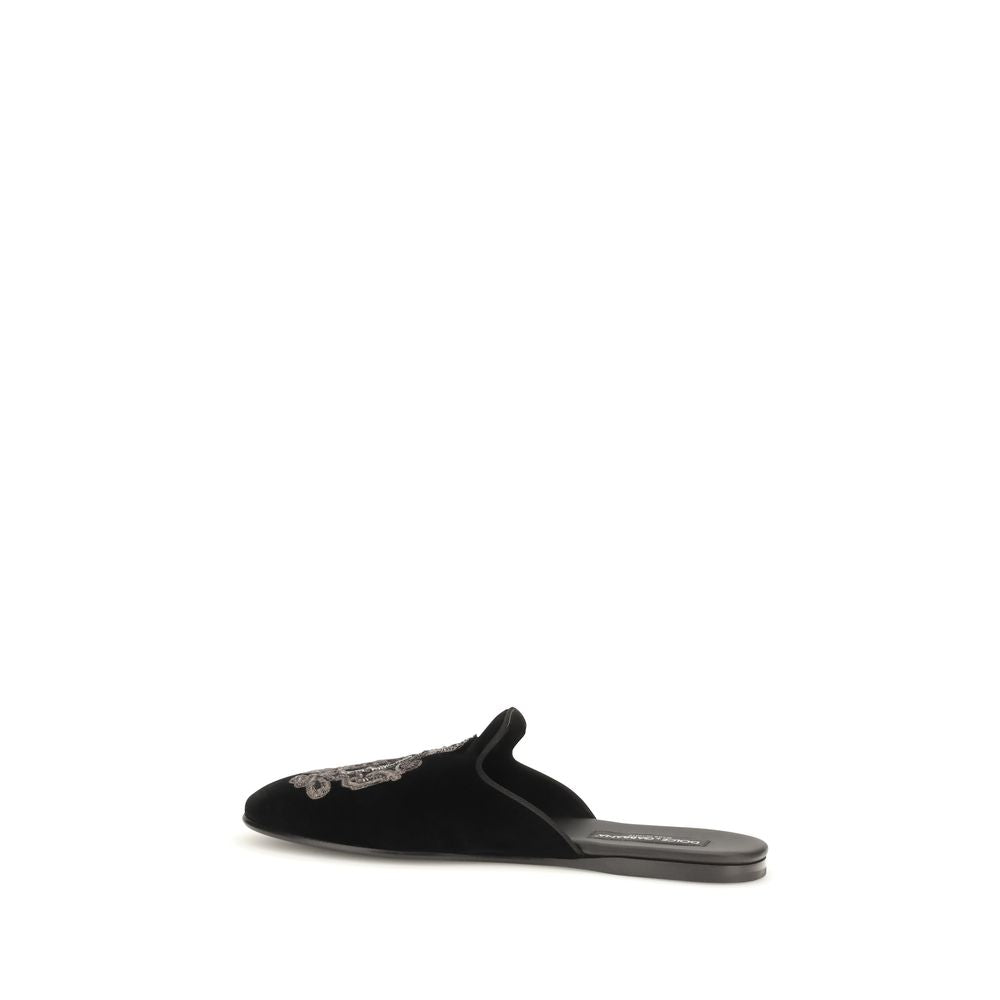Dolce & Gabbana Black Velvet Flats
