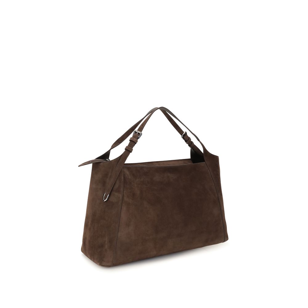 Brunello Cucinelli Brown Suede Leather Handbag