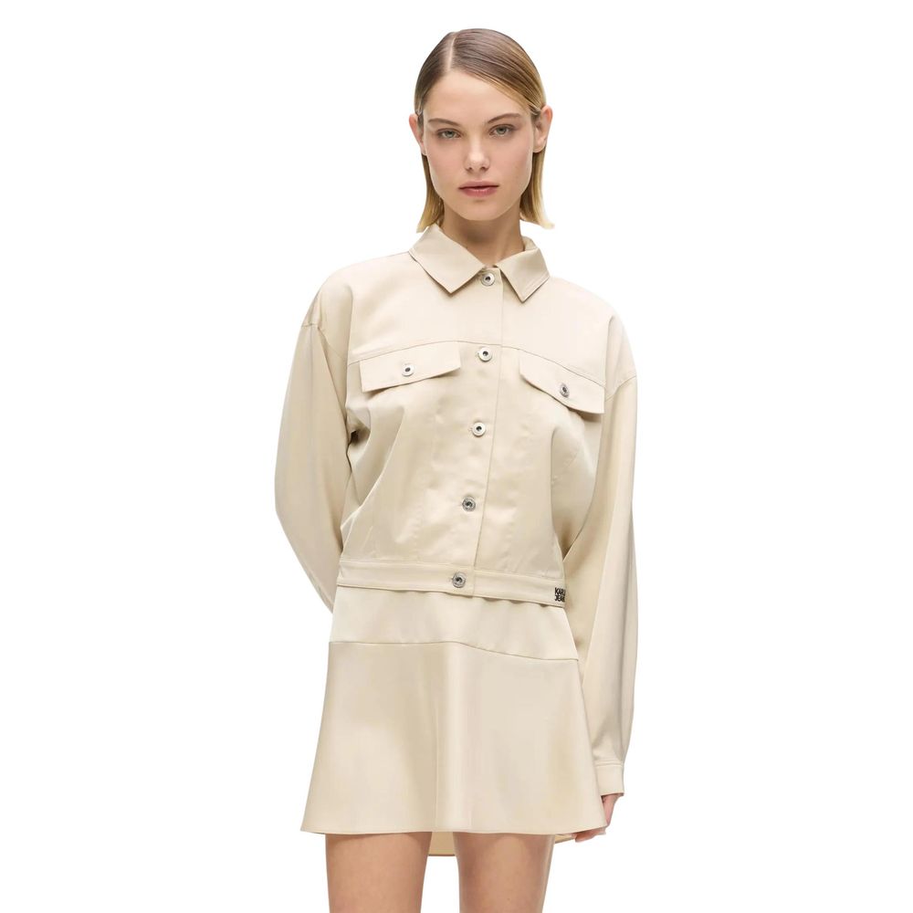 Karl Lagerfeld Beige Polyester Full-Length Jacket