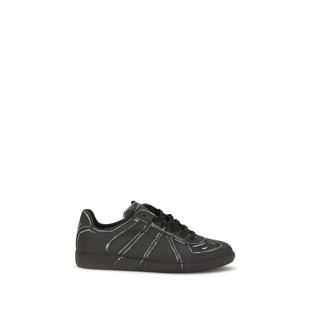 Maison Margiela Black Calf Leather Bos Taurus Low Top Sneakers