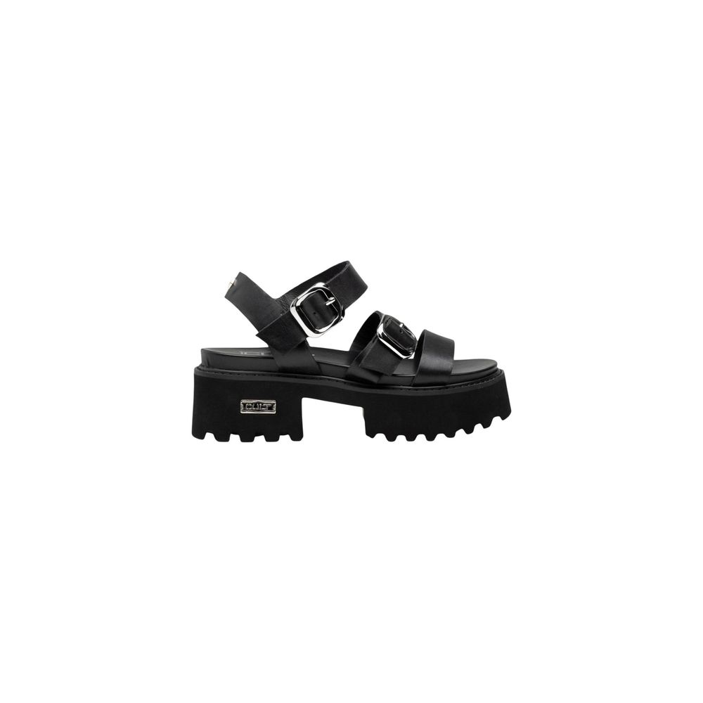 Cult Black Leather Platform Sandals