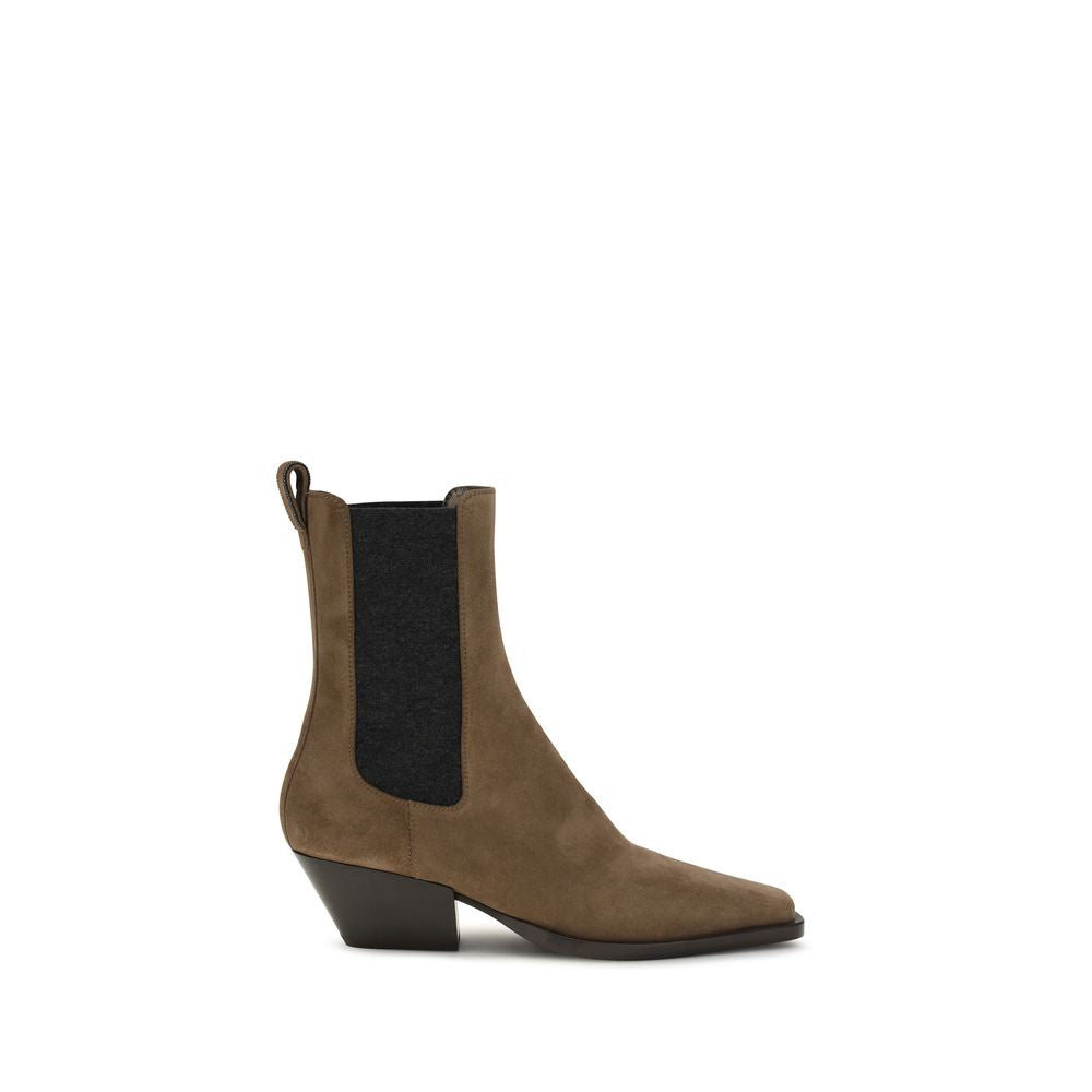 Brunello Cucinelli Brown Calf Leather Bos Taurus Ankle Boots