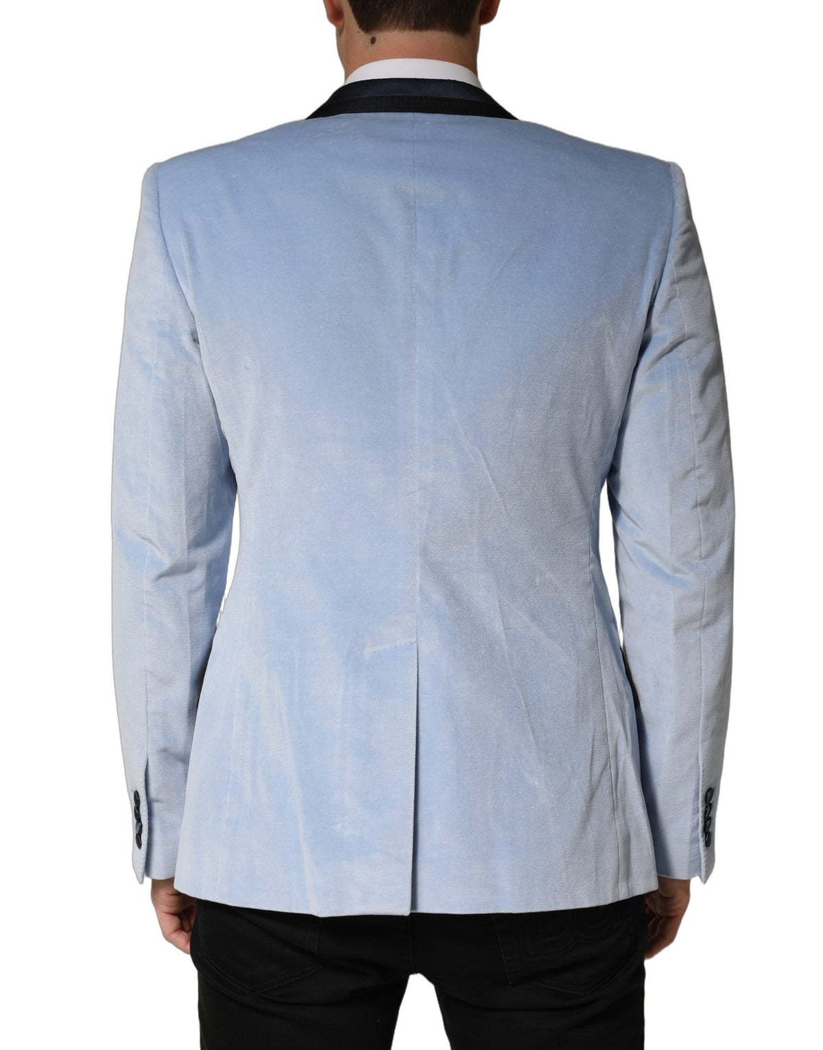Dolce & Gabbana Blue Cotton Formal Single Breasted Jacket