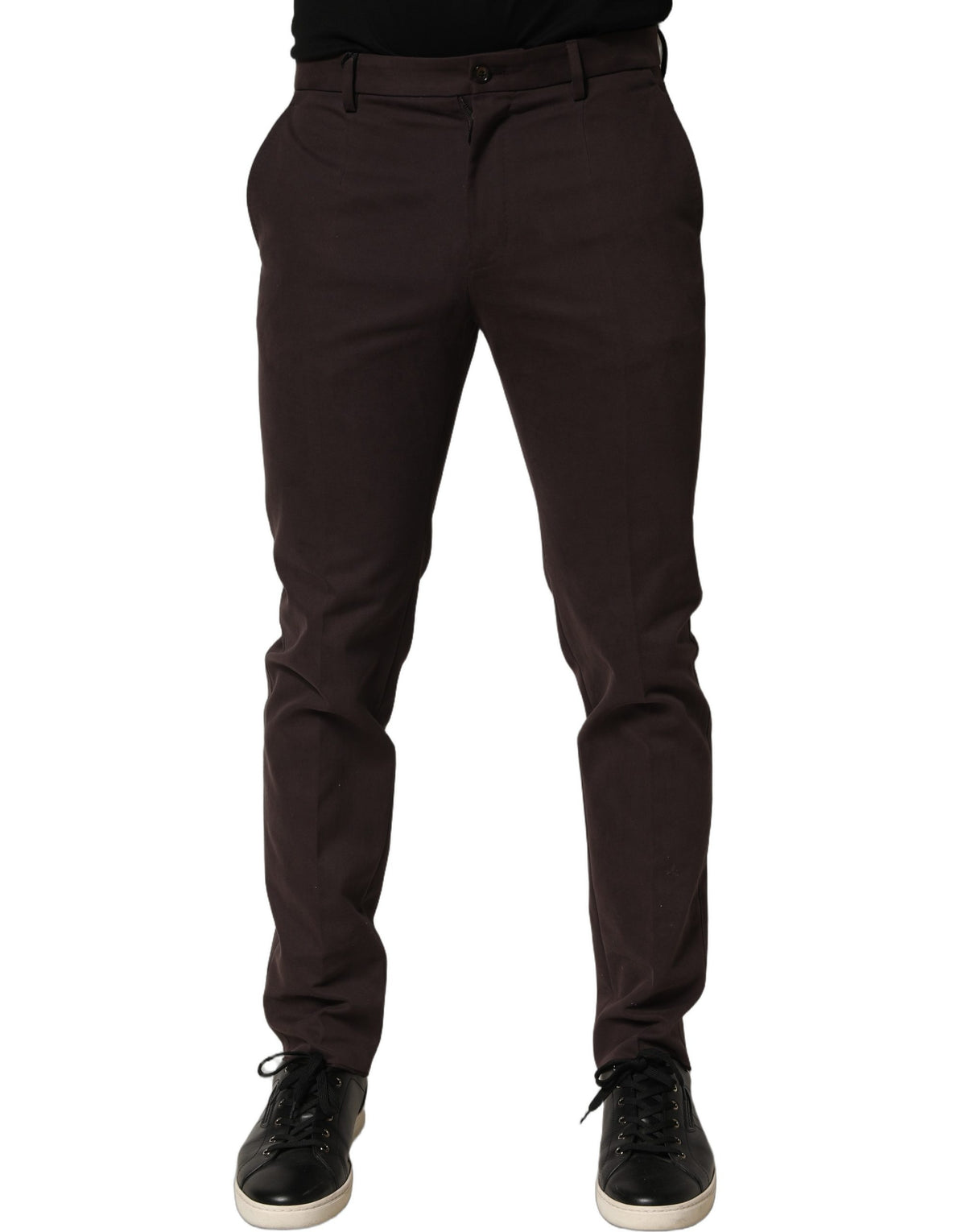 Dolce & Gabbana Brown Cotton Skinny Leg Dress Trouser Pants