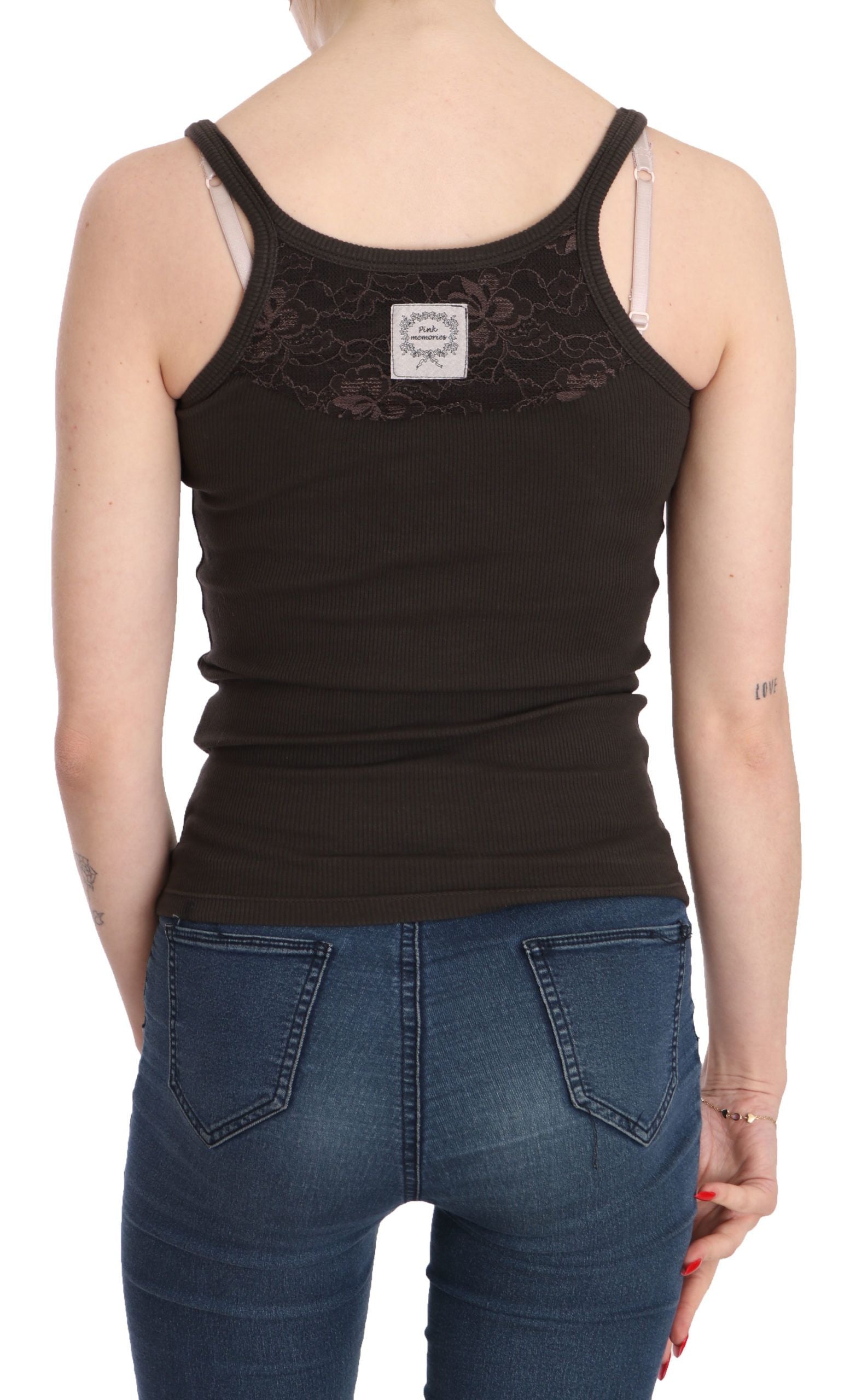 PINK MEMORIES Dark Brown Sleeveless Spaghetti Strap Blouse