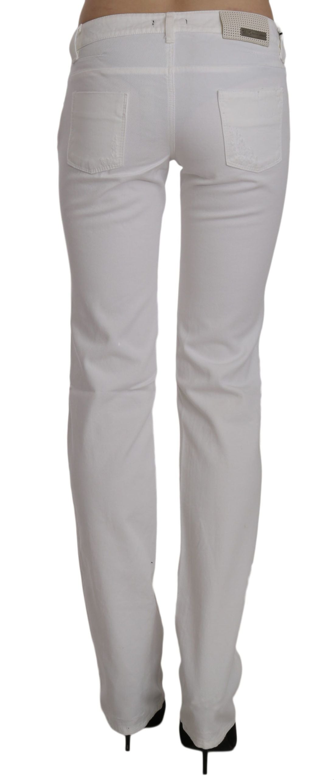 Costume National White Cotton Slim Fit Straight Jeans Pants - Luxe Nova