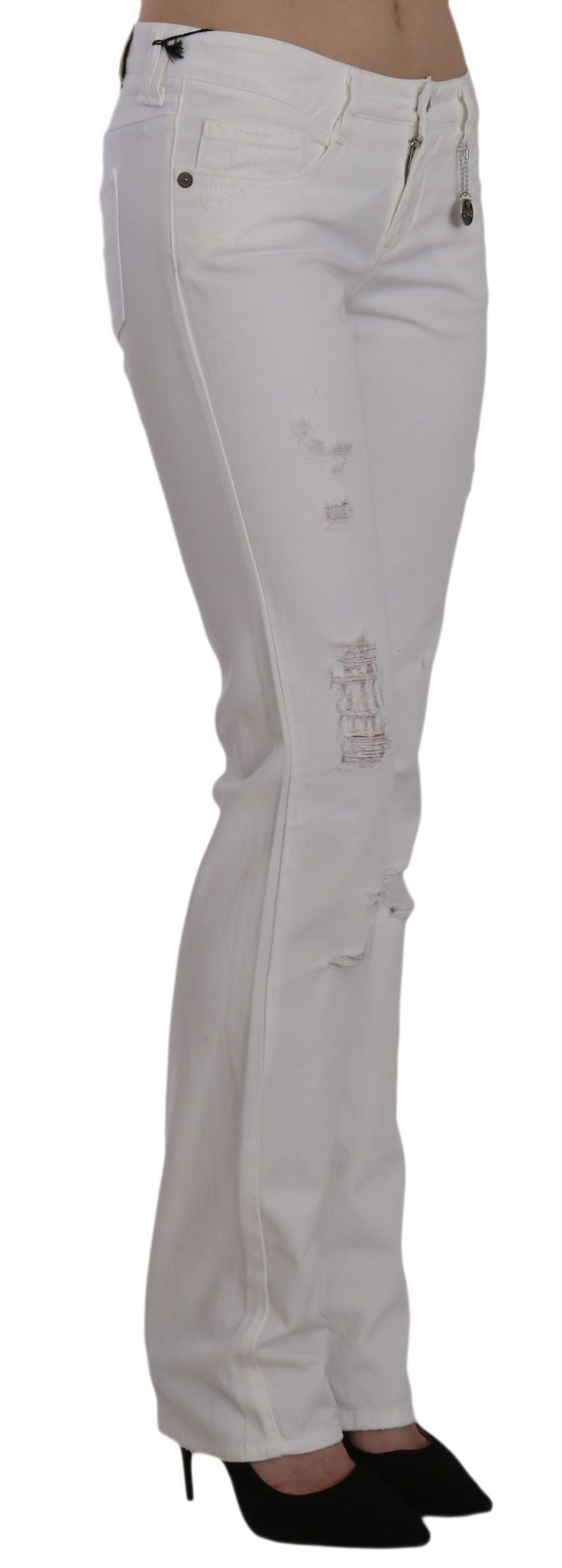 Costume National White Cotton Slim Fit Straight Jeans Pants - Luxe Nova