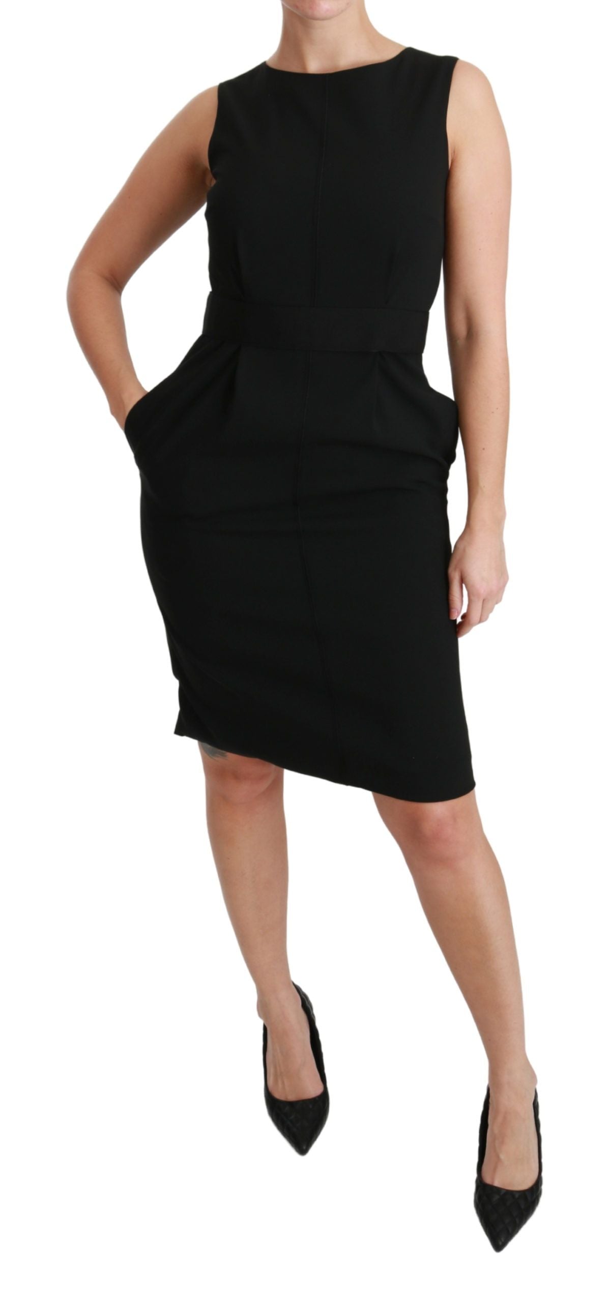 Dolce & Gabbana Black Sheath Stretch Formal Dress - Luxe Nova