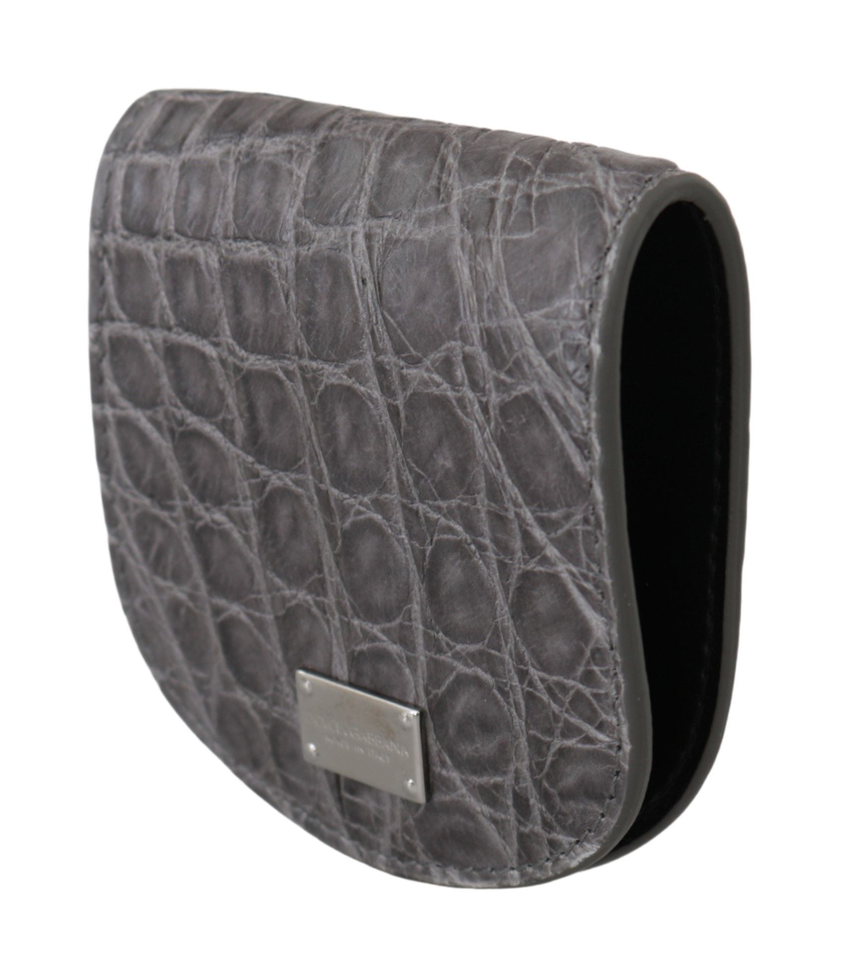 Dolce & Gabbana Gray Exotic Skin Condom Case Holder Pocket Wallet - Luxe Nova