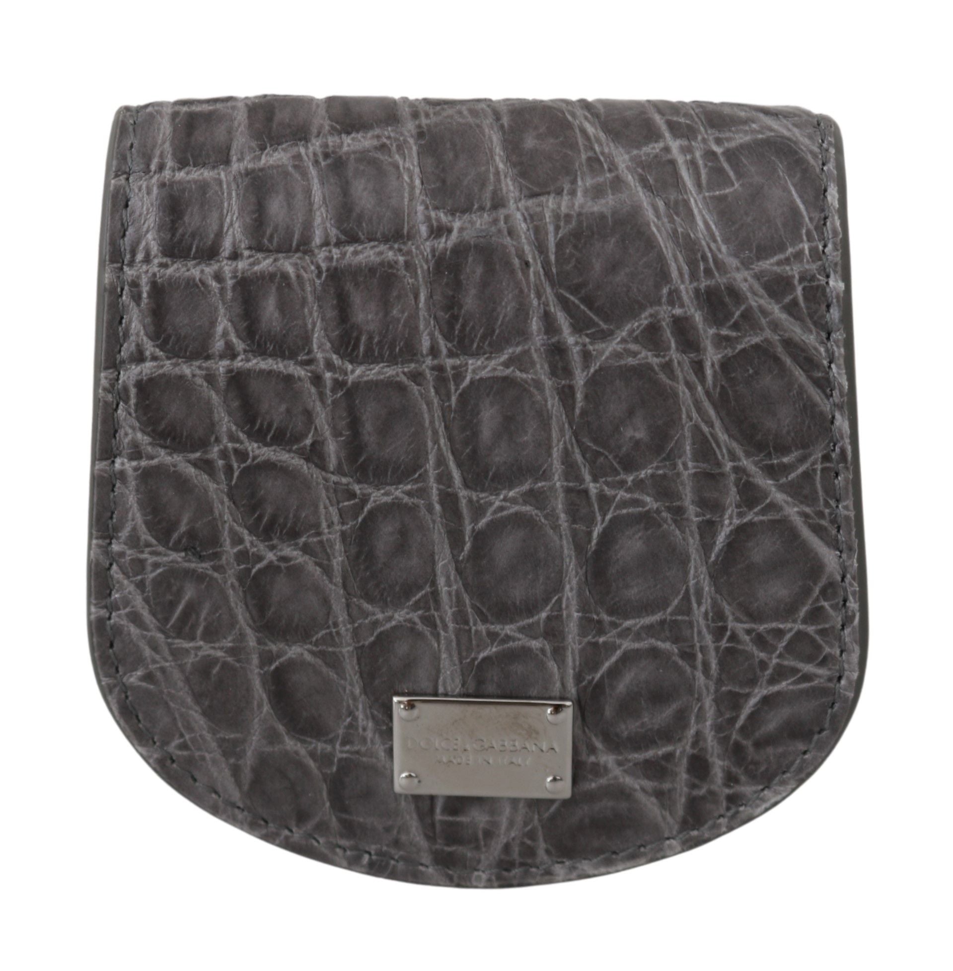 Dolce & Gabbana Gray Exotic Skin Condom Case Holder Pocket Wallet - Luxe Nova