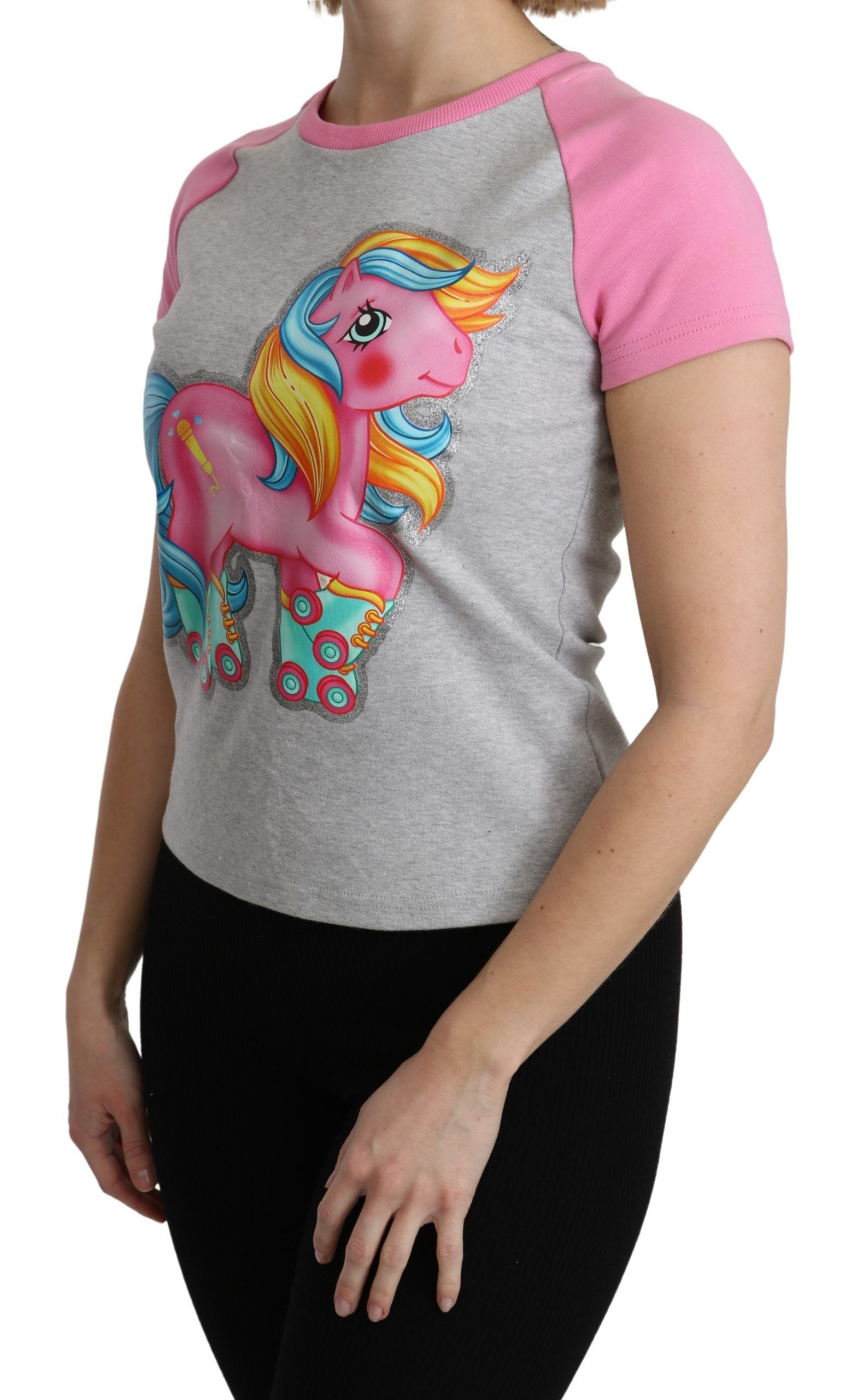 Moschino Gray and pink Cotton T-shirt My Little Pony Top - Luxe Nova