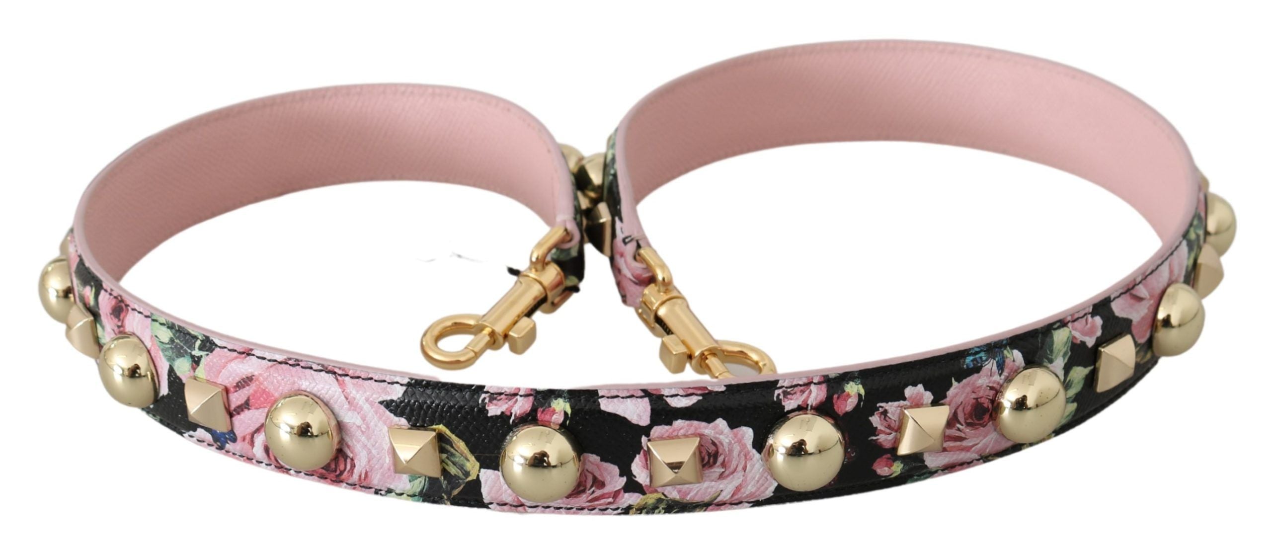 Dolce & Gabbana Pink Floral Leather Stud Accessory Shoulder Strap - Luxe Nova