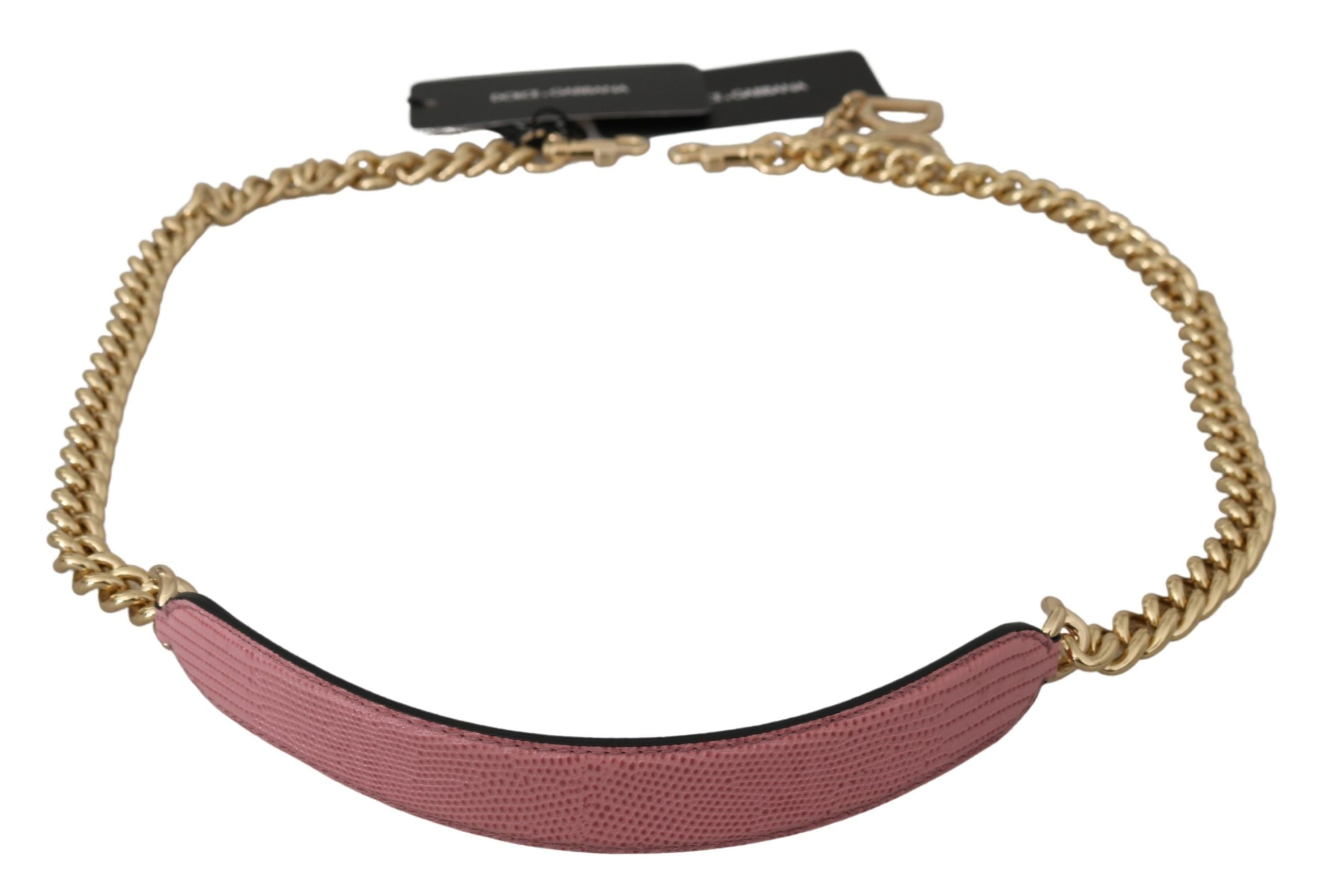 Dolce & Gabbana Pink Leather Gold Chain Accessory Shoulder Strap - Luxe Nova