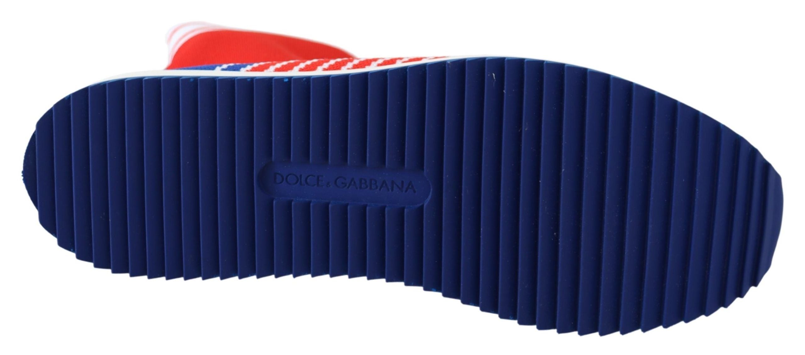 Dolce & Gabbana Blue Red Sorrento Logo Sneakers Socks Shoes - Luxe Nova