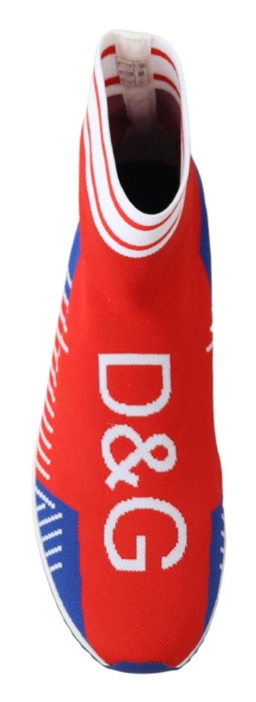 Dolce & Gabbana Blue Red Sorrento Logo Sneakers Socks Shoes - Luxe Nova