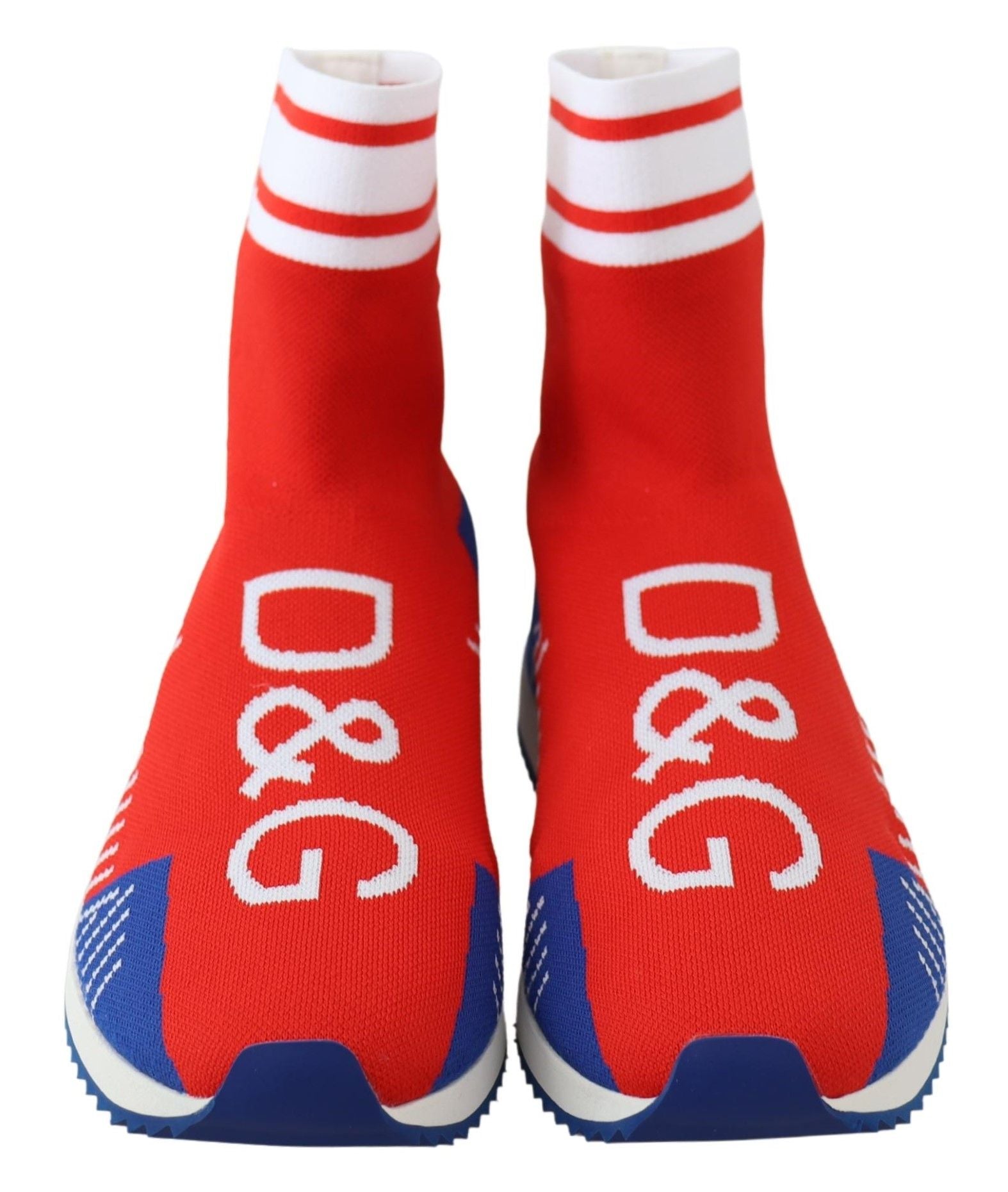 Dolce & Gabbana Blue Red Sorrento Logo Sneakers Socks Shoes - Luxe Nova