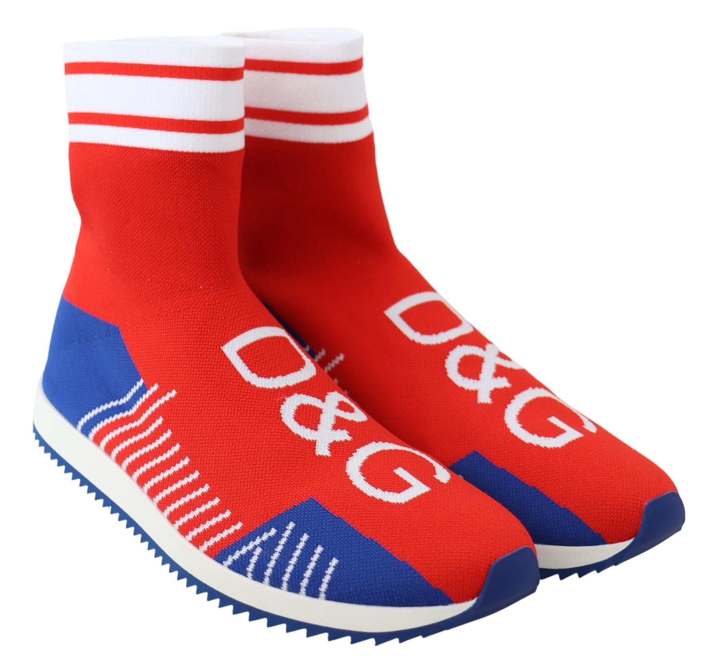 Dolce & Gabbana Blue Red Sorrento Logo Sneakers Socks Shoes - Luxe Nova