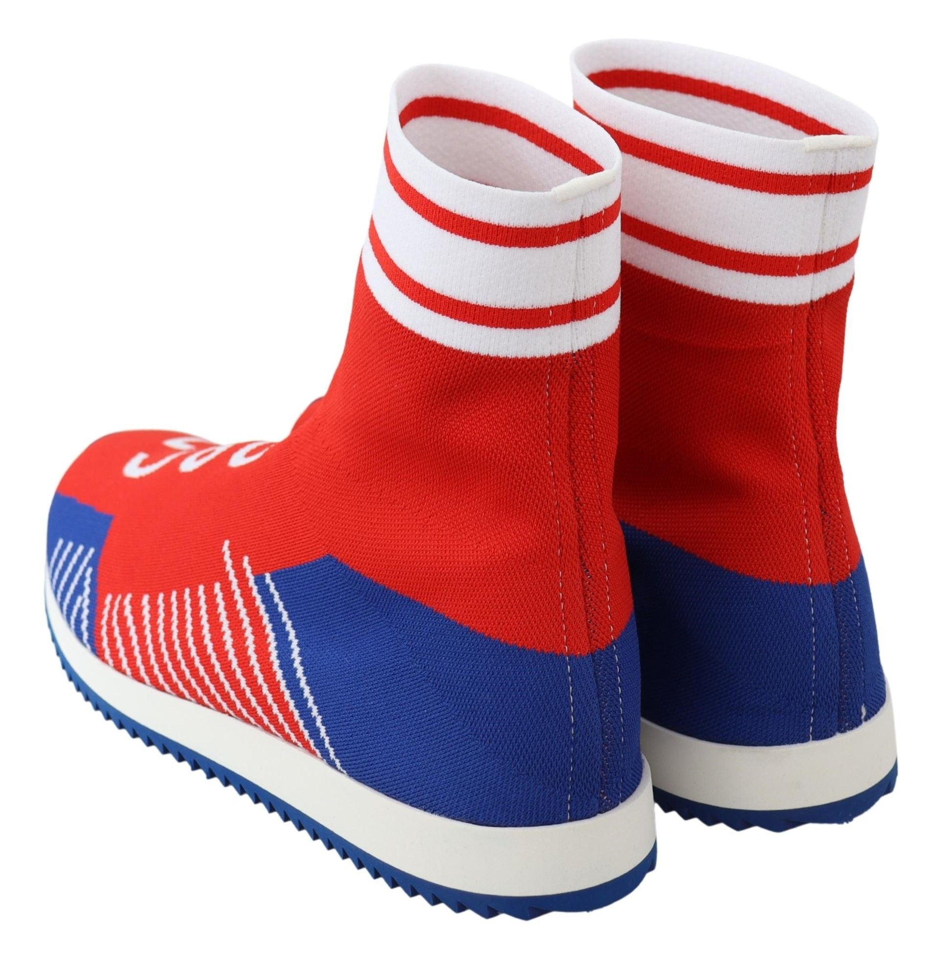 Dolce & Gabbana Blue Red Sorrento Logo Sneakers Socks Shoes - Luxe Nova