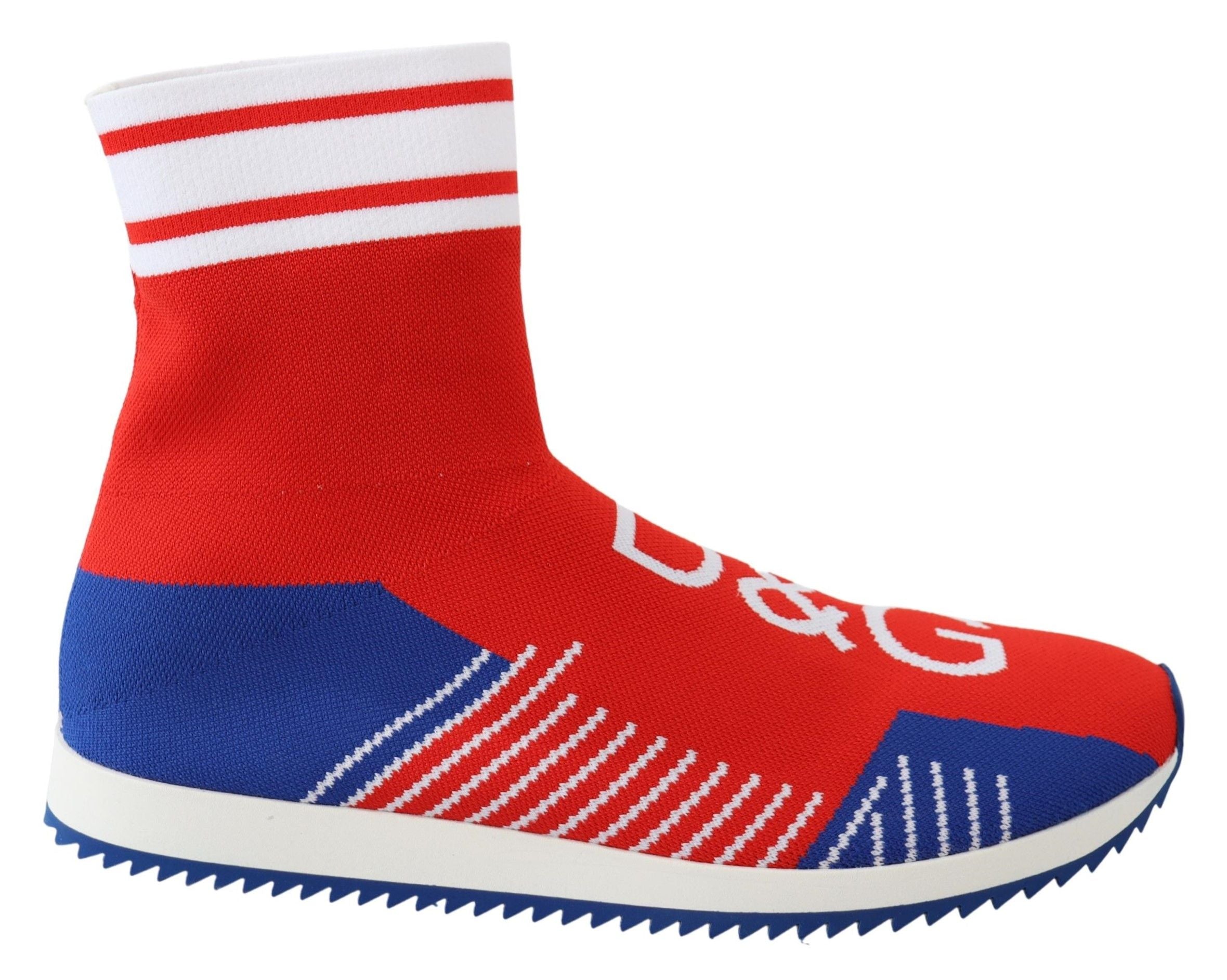 Dolce & Gabbana Blue Red Sorrento Logo Sneakers Socks Shoes - Luxe Nova