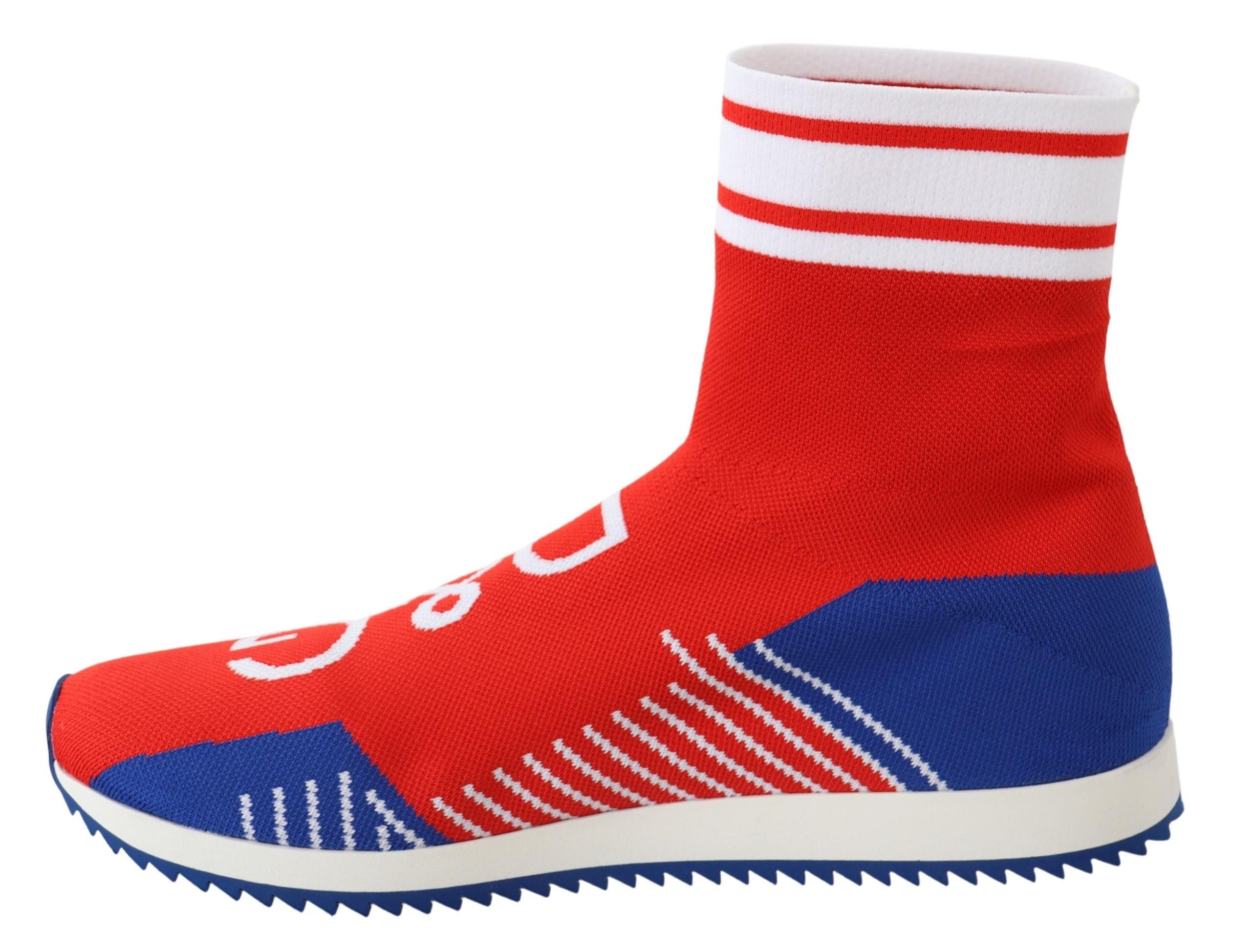 Dolce & Gabbana Blue Red Sorrento Logo Sneakers Socks Shoes - Luxe Nova