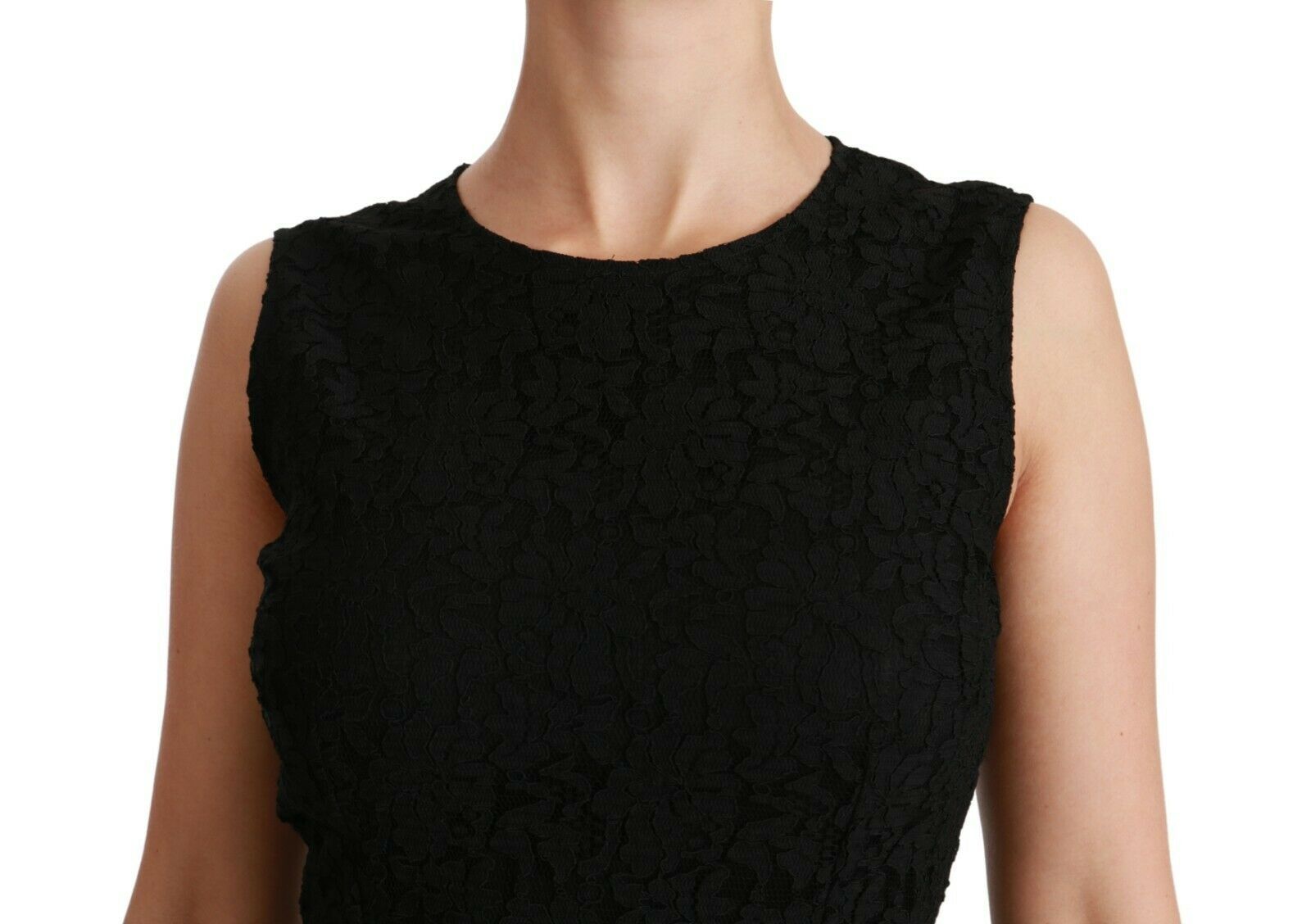 Dolce & Gabbana Black Floral Lace Sheath Gown Dress - Luxe Nova