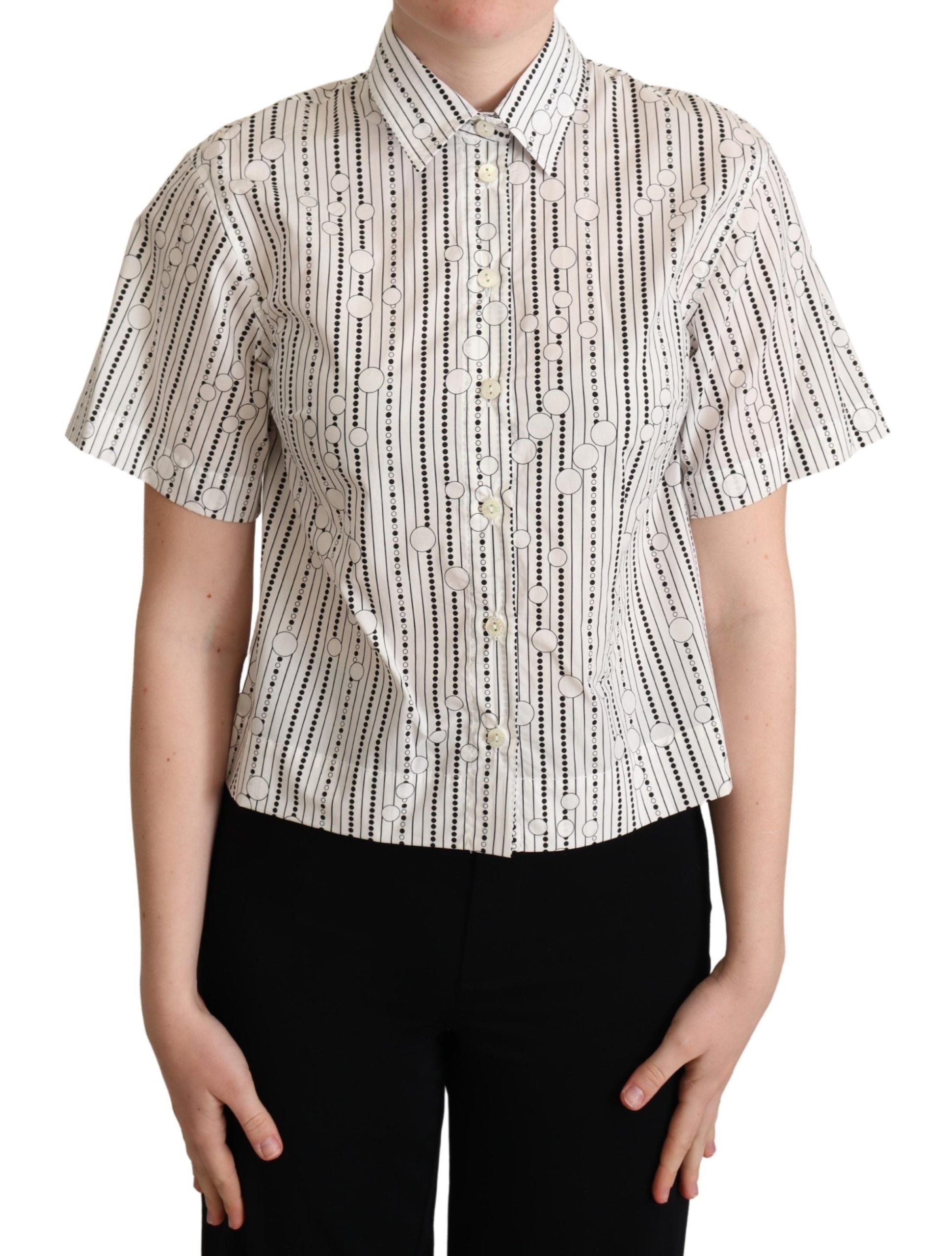 Dolce & Gabbana White Circles Dots Collared Button Up Shirt - Luxe Nova