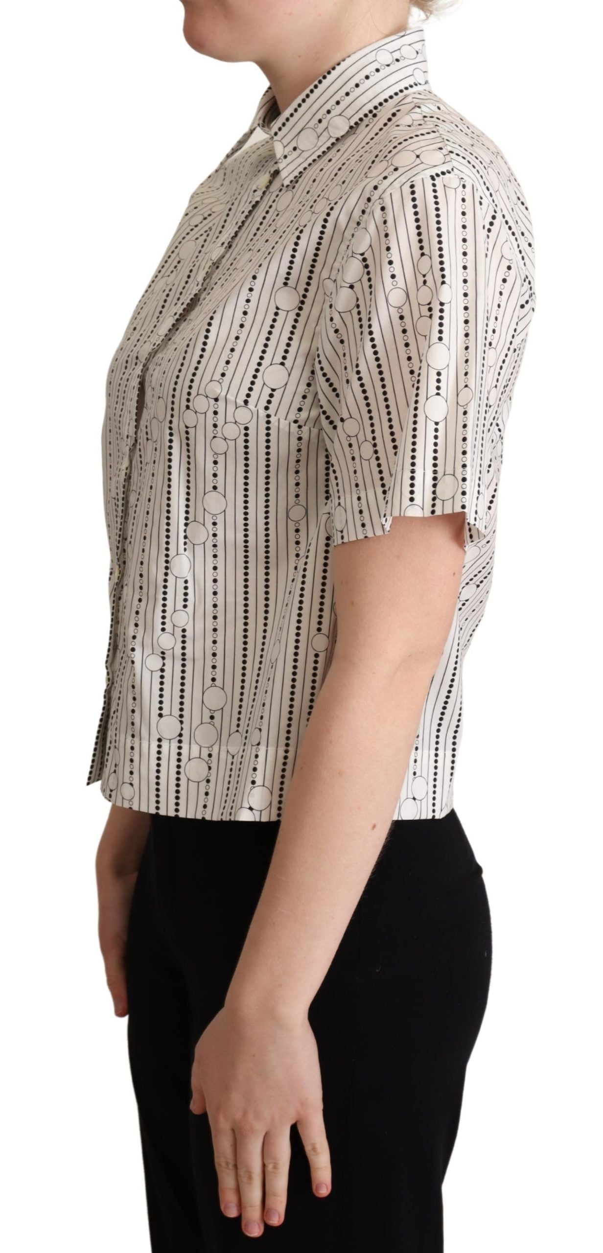 Dolce & Gabbana White Circles Dots Collared Button Up Shirt - Luxe Nova
