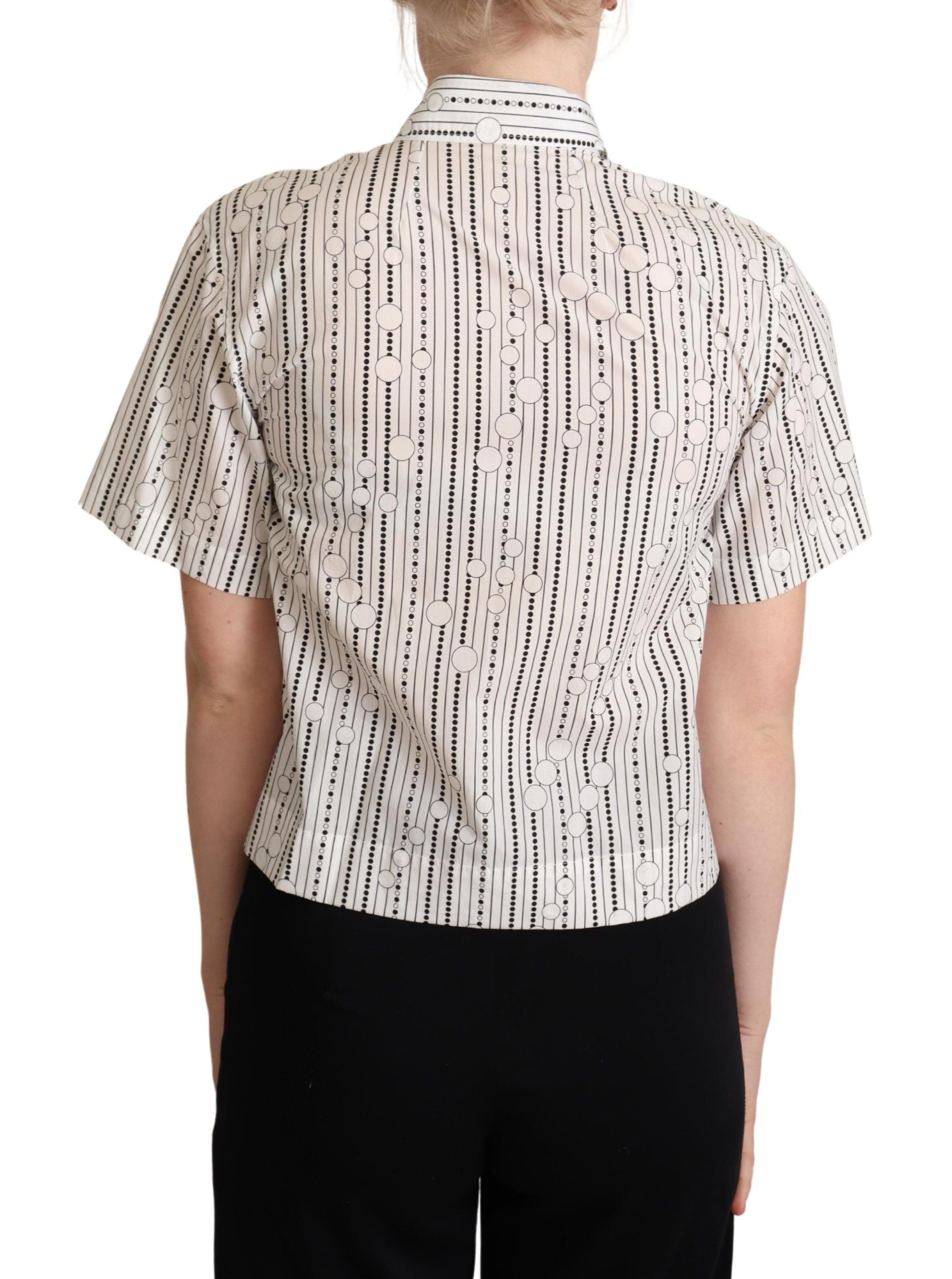 Dolce & Gabbana White Circles Dots Collared Button Up Shirt - Luxe Nova