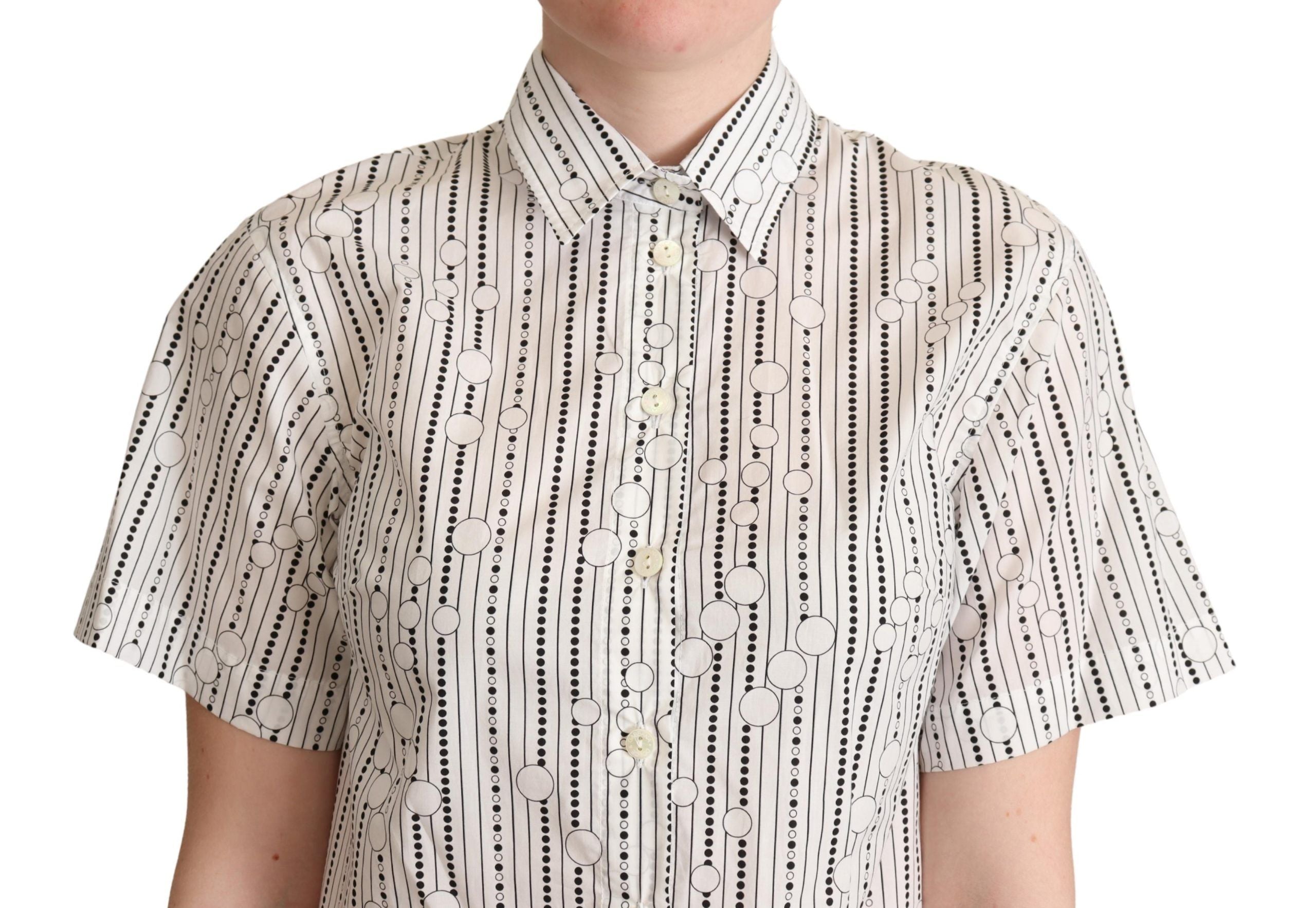 Dolce & Gabbana White Circles Dots Collared Button Up Shirt - Luxe Nova