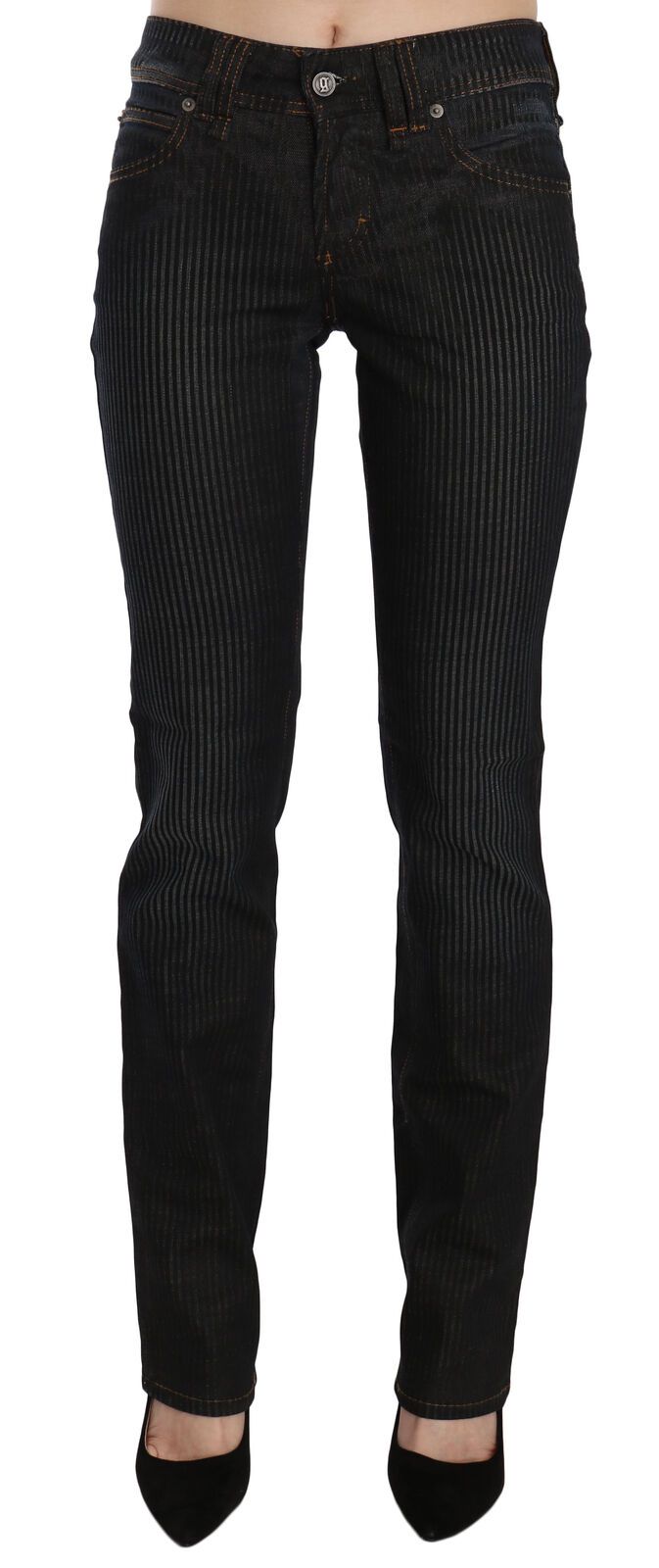 John Galliano Black Mid Waist Slim Fit Corduroy Denim Casual Pants - Luxe Nova