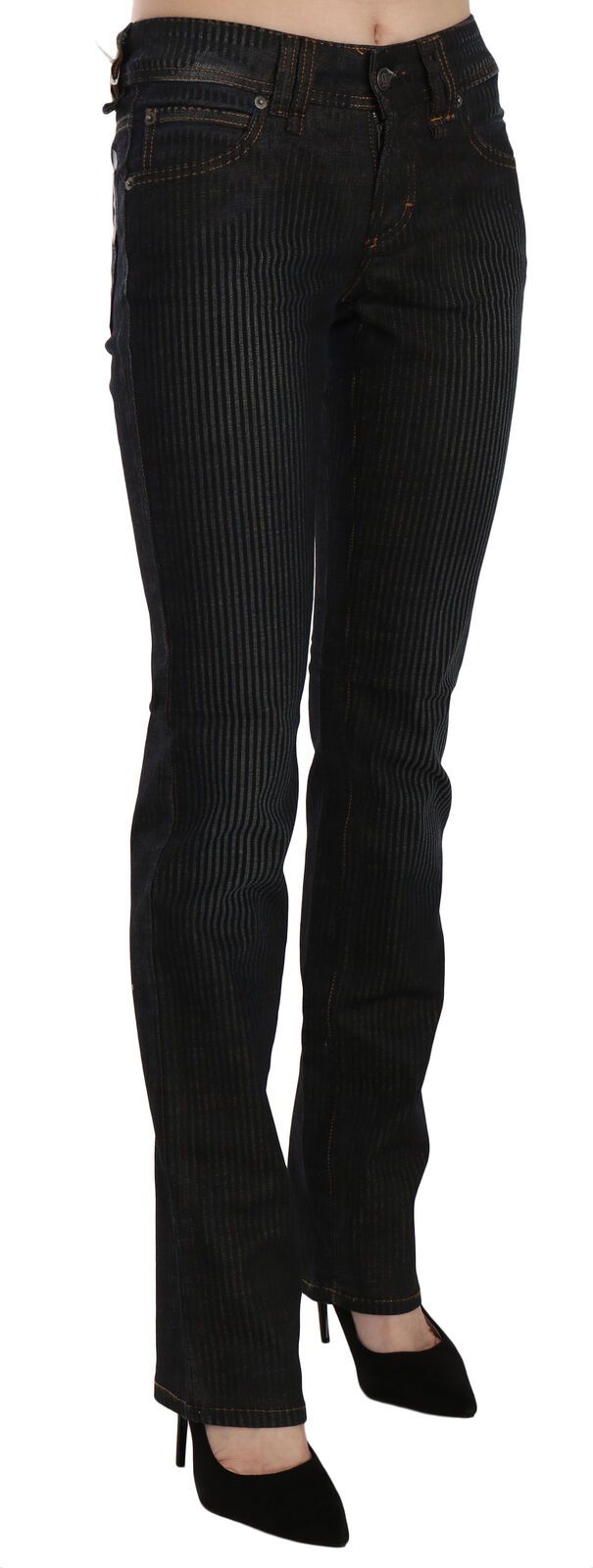 John Galliano Black Mid Waist Slim Fit Corduroy Denim Casual Pants - Luxe Nova