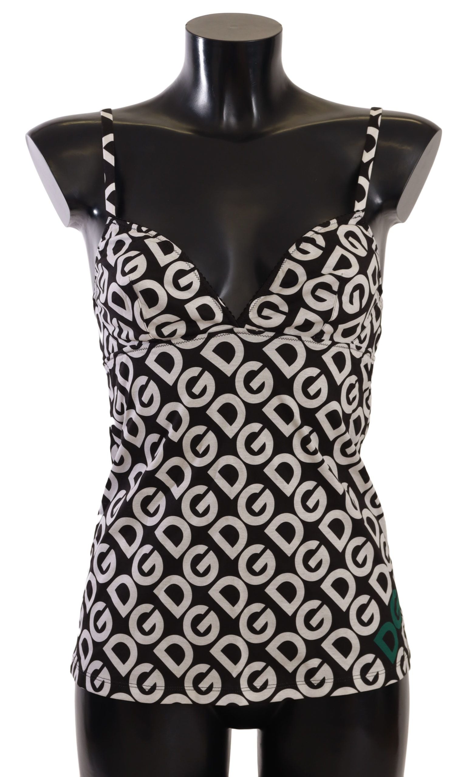 Dolce & Gabbana Black White Logo Print Camisole Top Underwear - Luxe Nova