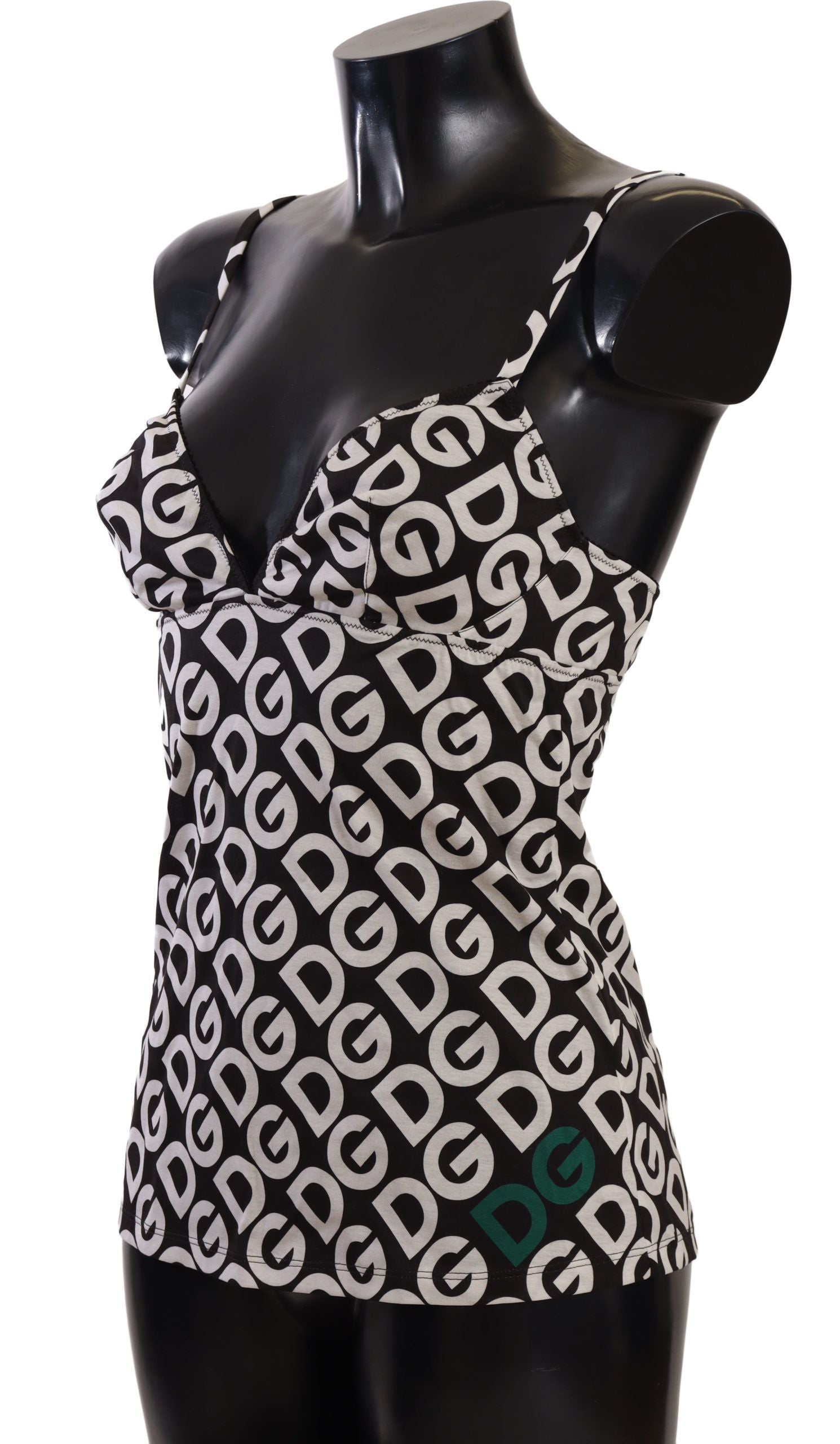 Dolce & Gabbana Black White Logo Print Camisole Top Underwear - Luxe Nova