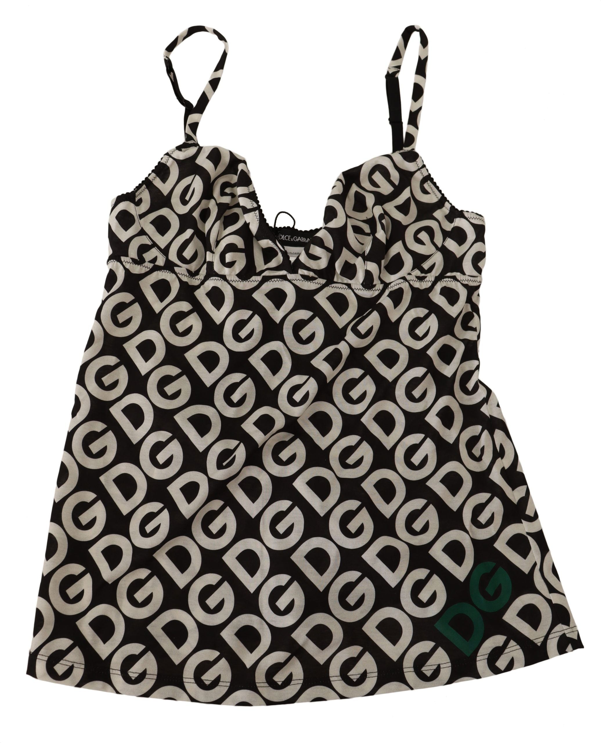 Dolce & Gabbana Black White Logo Print Camisole Top Underwear - Luxe Nova