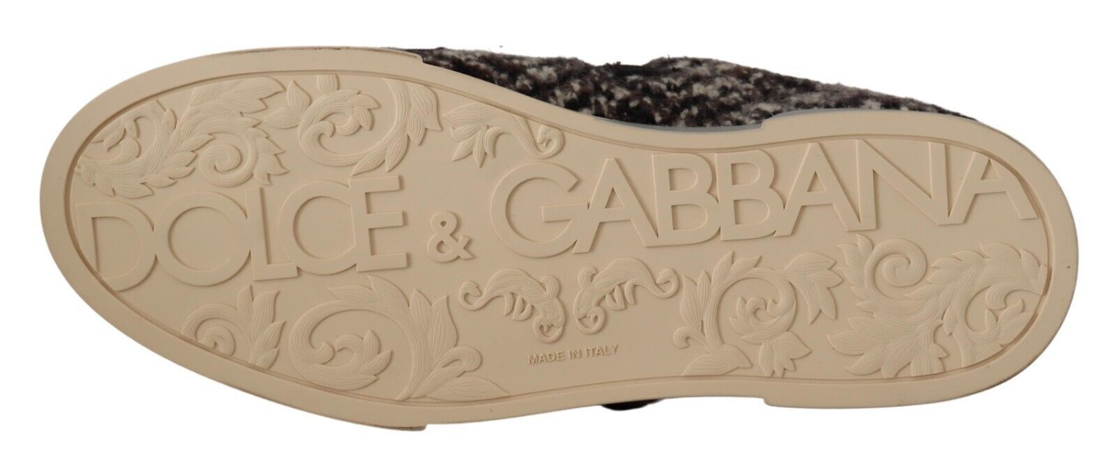 Dolce & Gabbana Silver Leather Brown Cotton Wool Sneakers Shoes