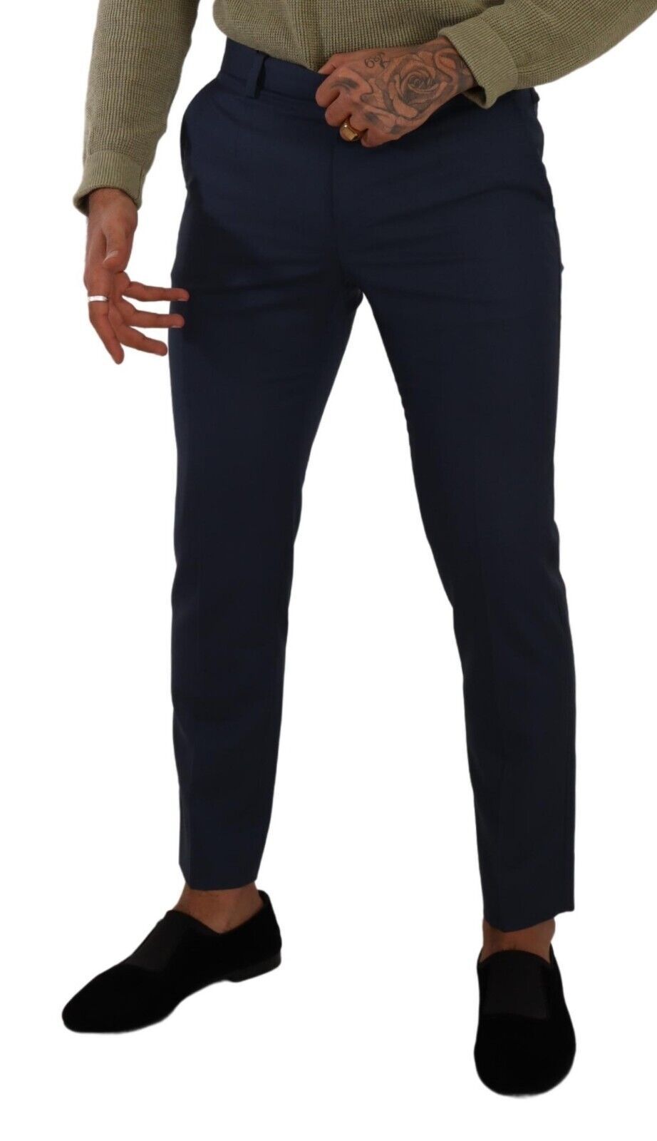 Dolce & Gabbana Dark Blue Wool Skinny Formal Dress Pants - Luxe Nova