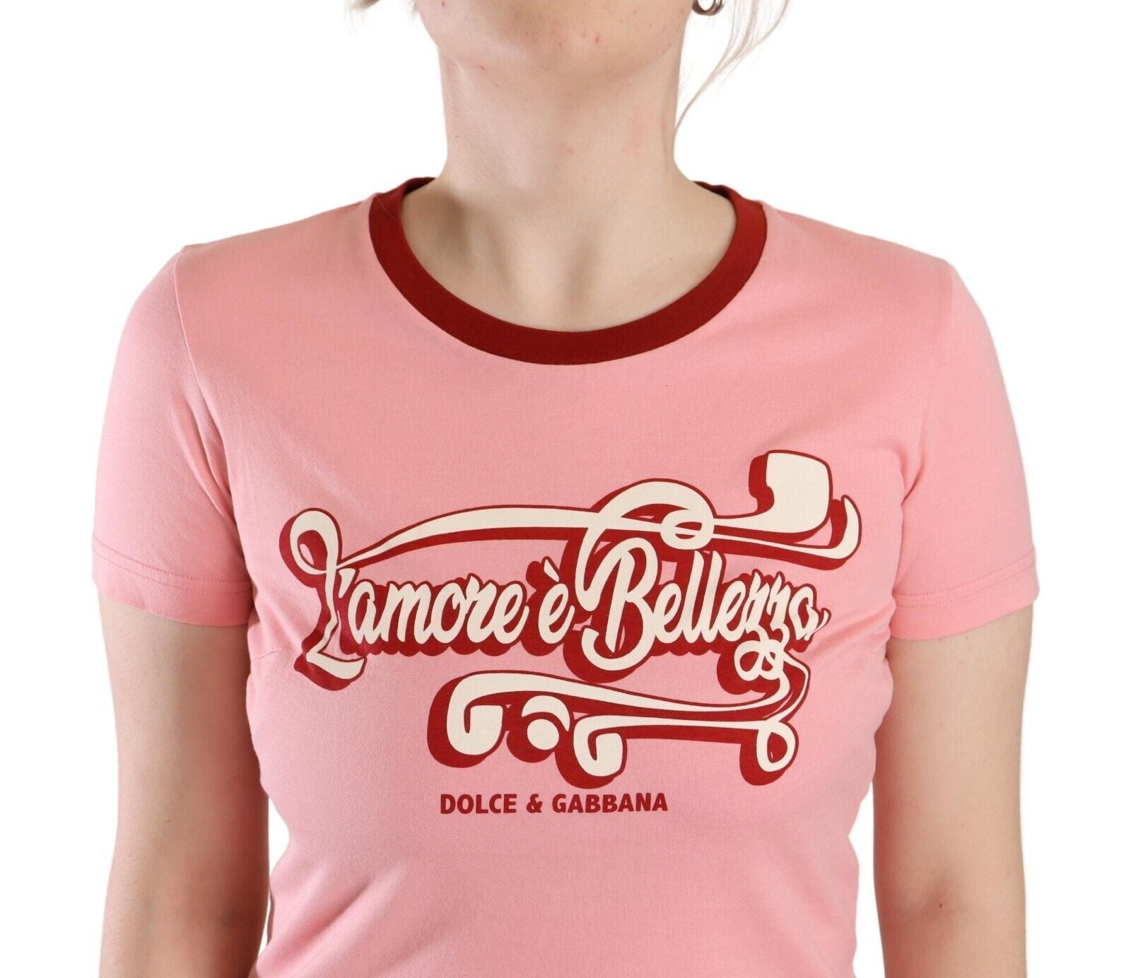 Dolce & Gabbana Pink Cotton Short Sleeves Crewneck T-shirt Top