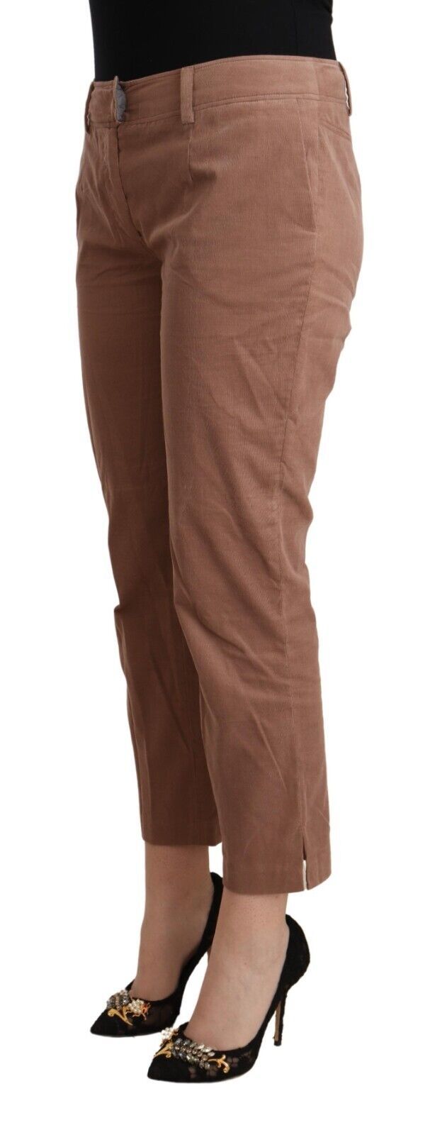 Costume National Brown Cotton Tapered Cropped Pants - Luxe Nova