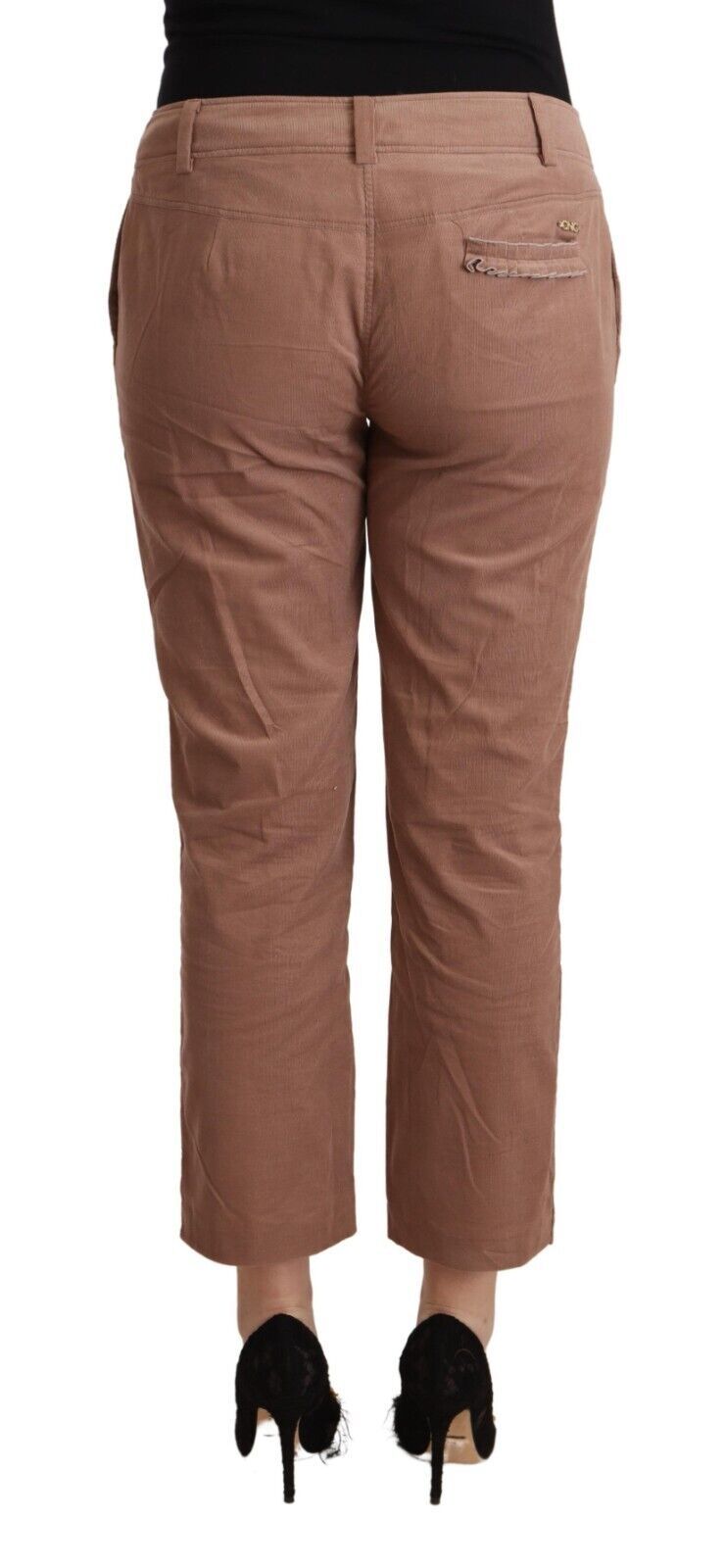 Costume National Brown Cotton Tapered Cropped Pants - Luxe Nova