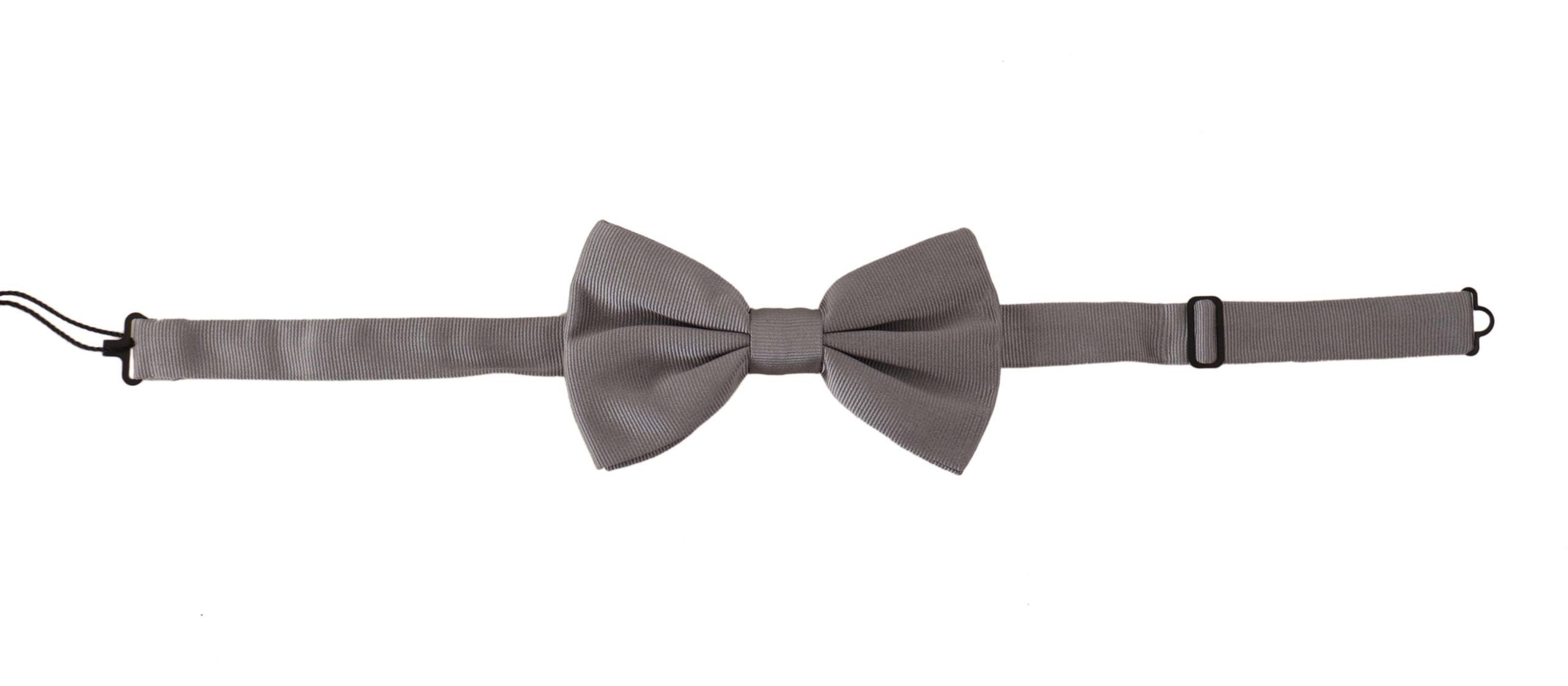 Dolce & Gabbana Gray 100% Silk Adjustable Neck Papillon Tie