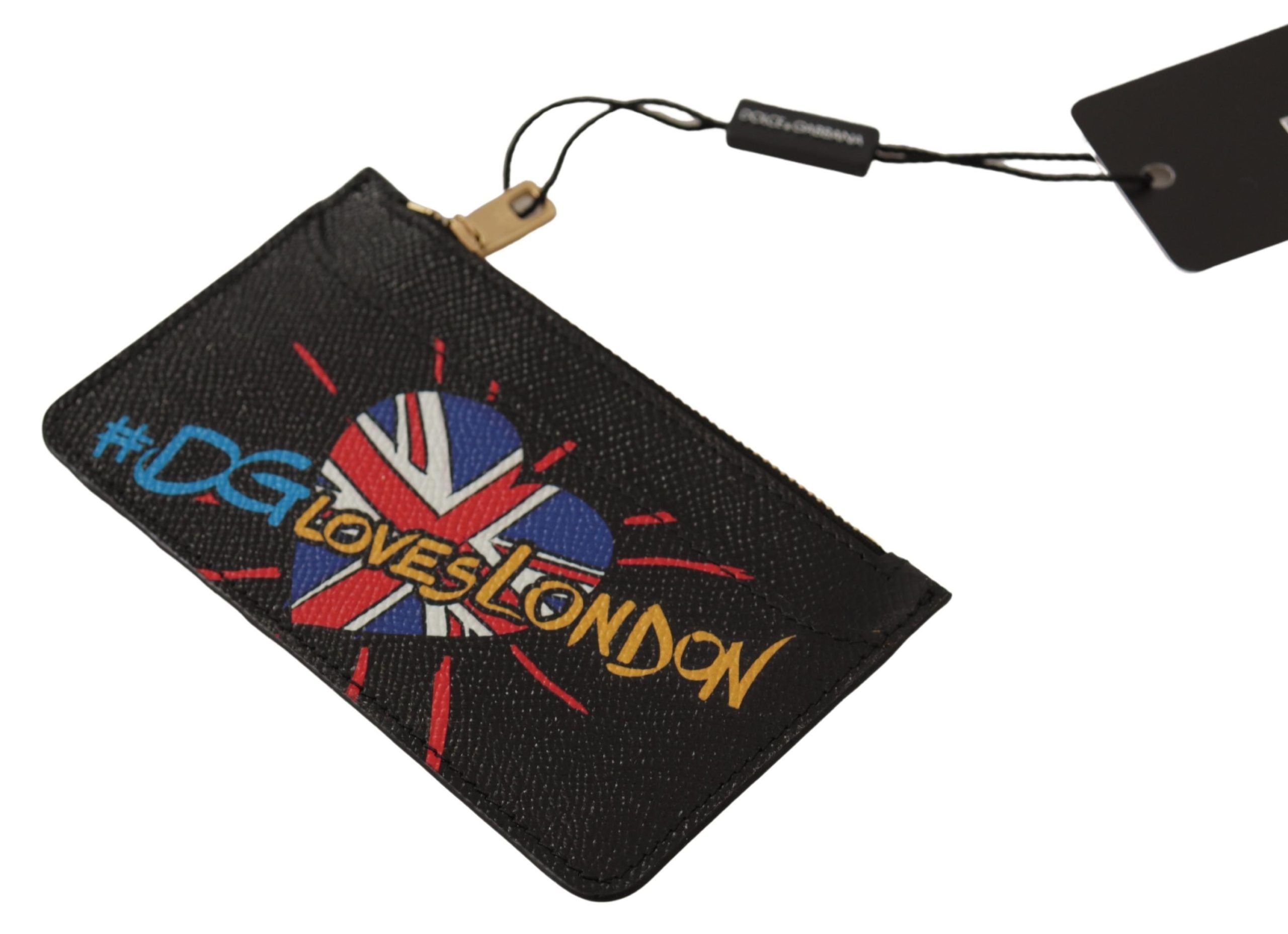 Dolce & Gabbana Black Leather #DGLovesLondon Women Cardholder Coin Case  Wallet - Luxe Nova